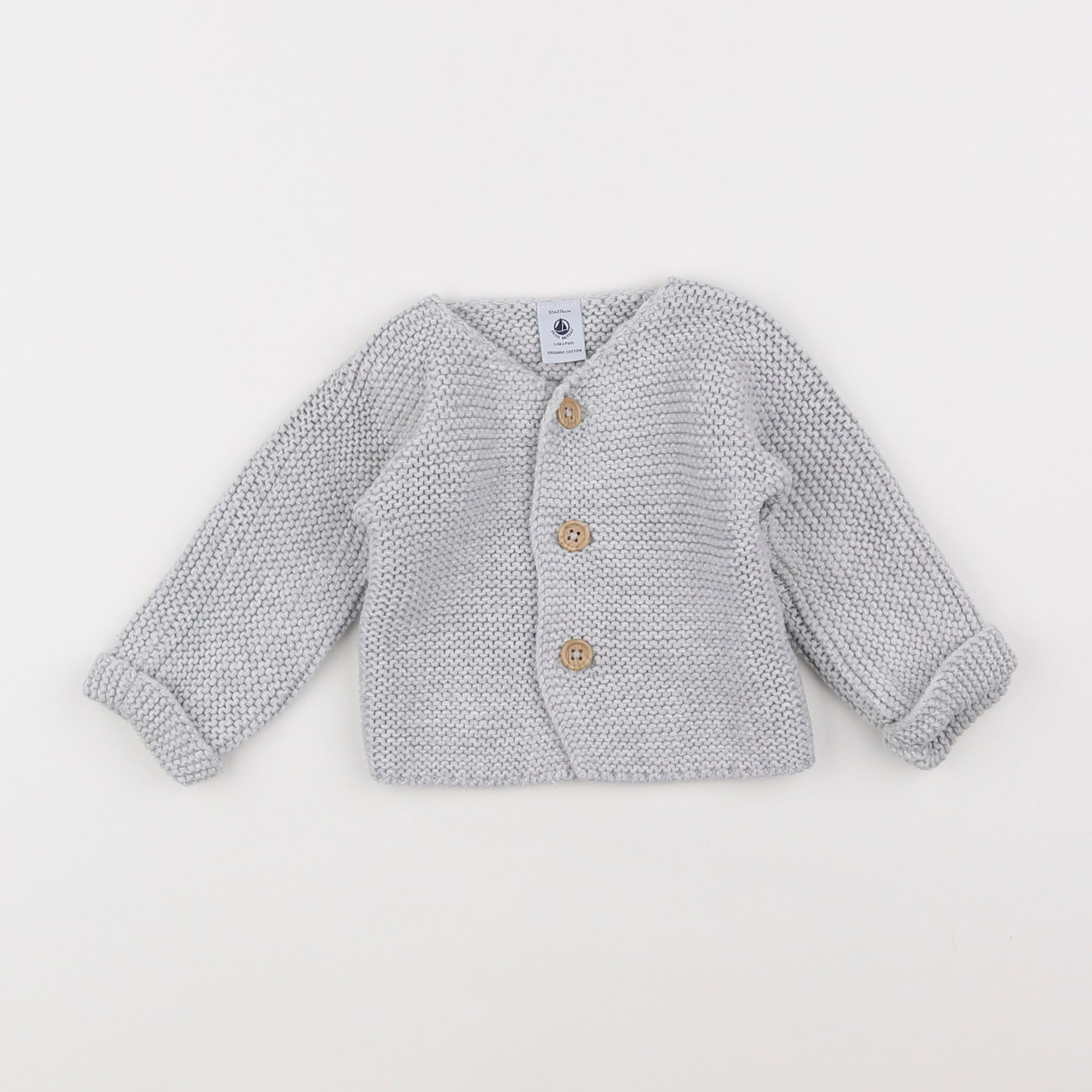 Petit Bateau - gilet gris - 12 mois