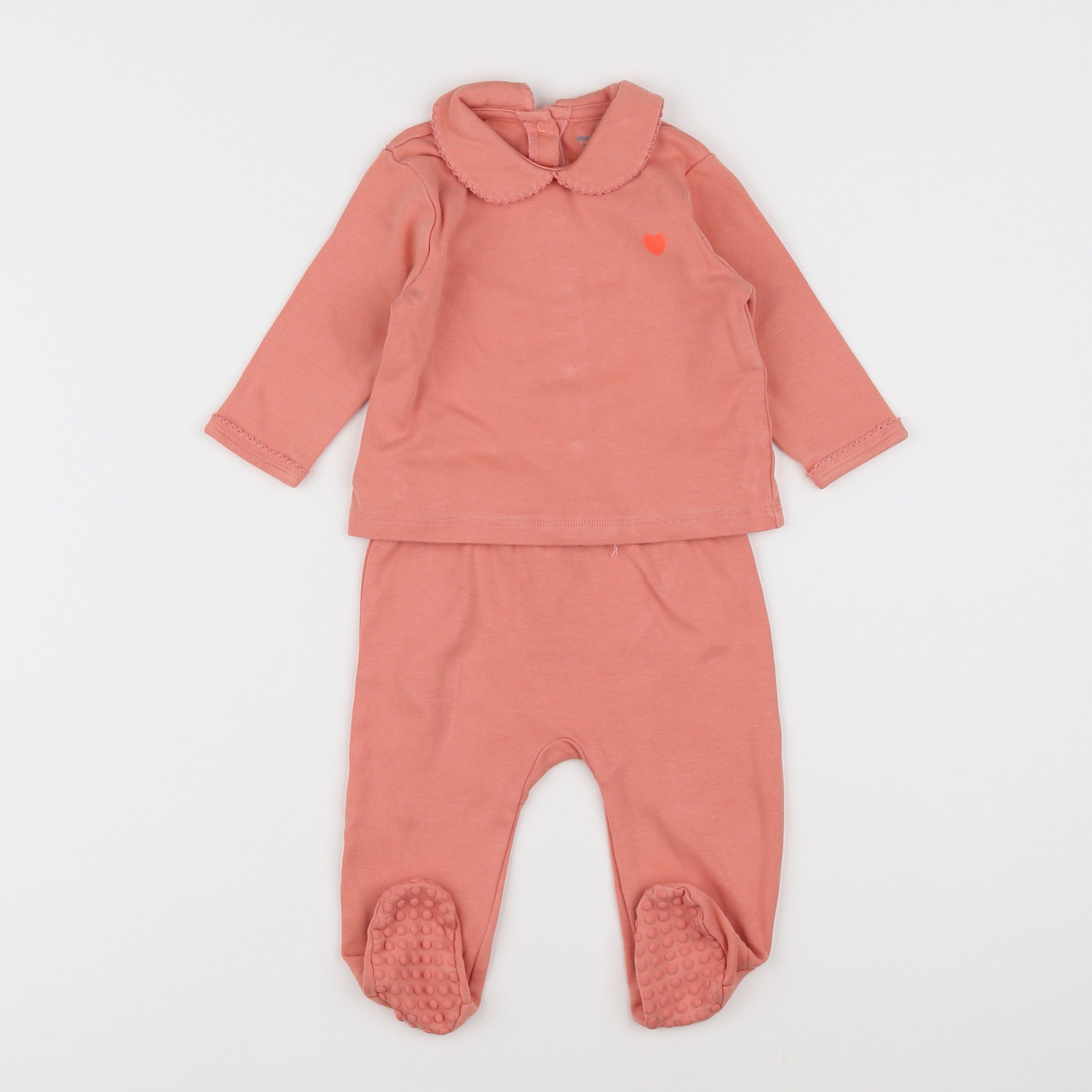 Vertbaudet - pyjama coton rose - 9 mois