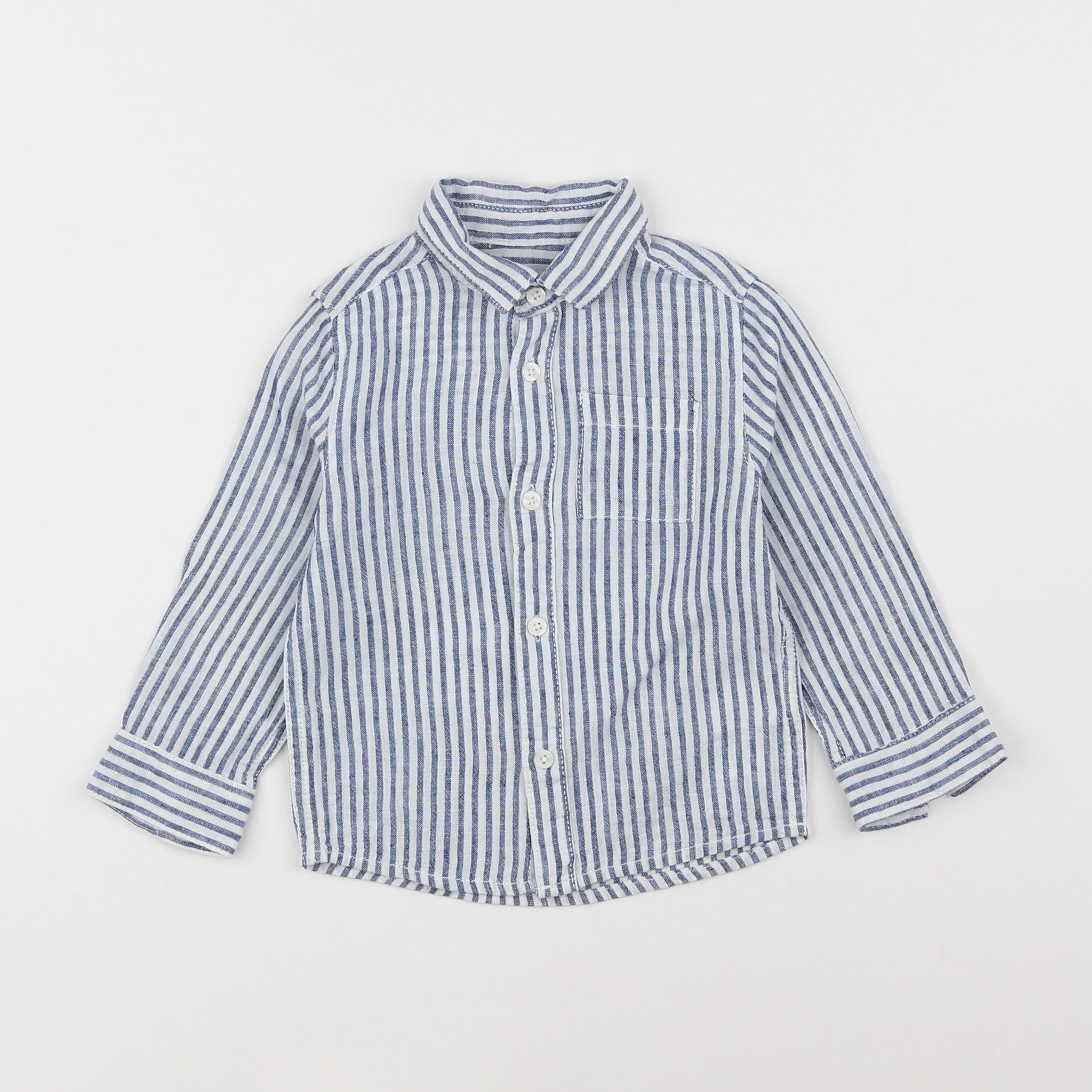 Vertbaudet - chemise blanc, bleu - 2 ans