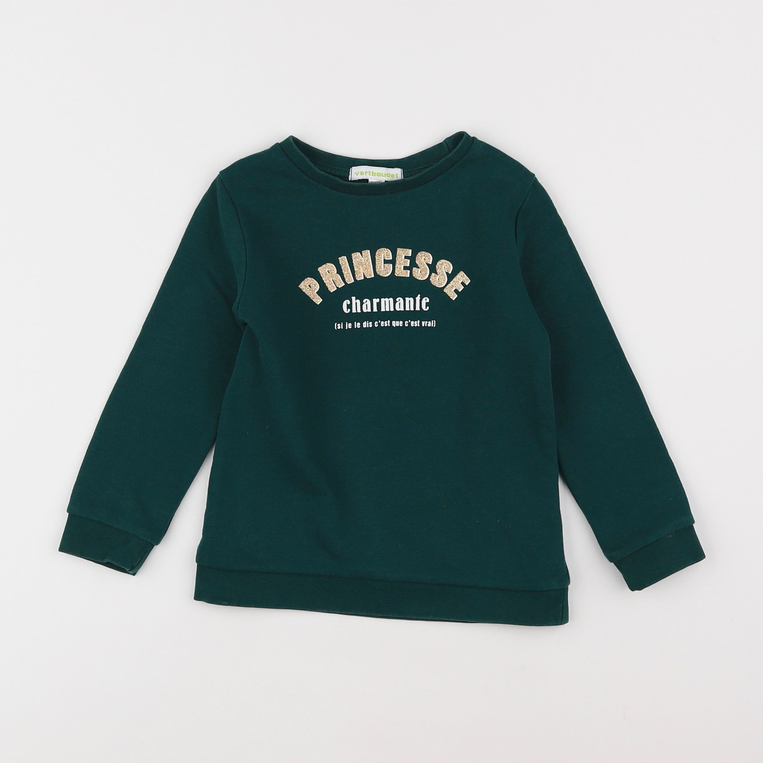 Vertbaudet - sweat vert - 4 ans