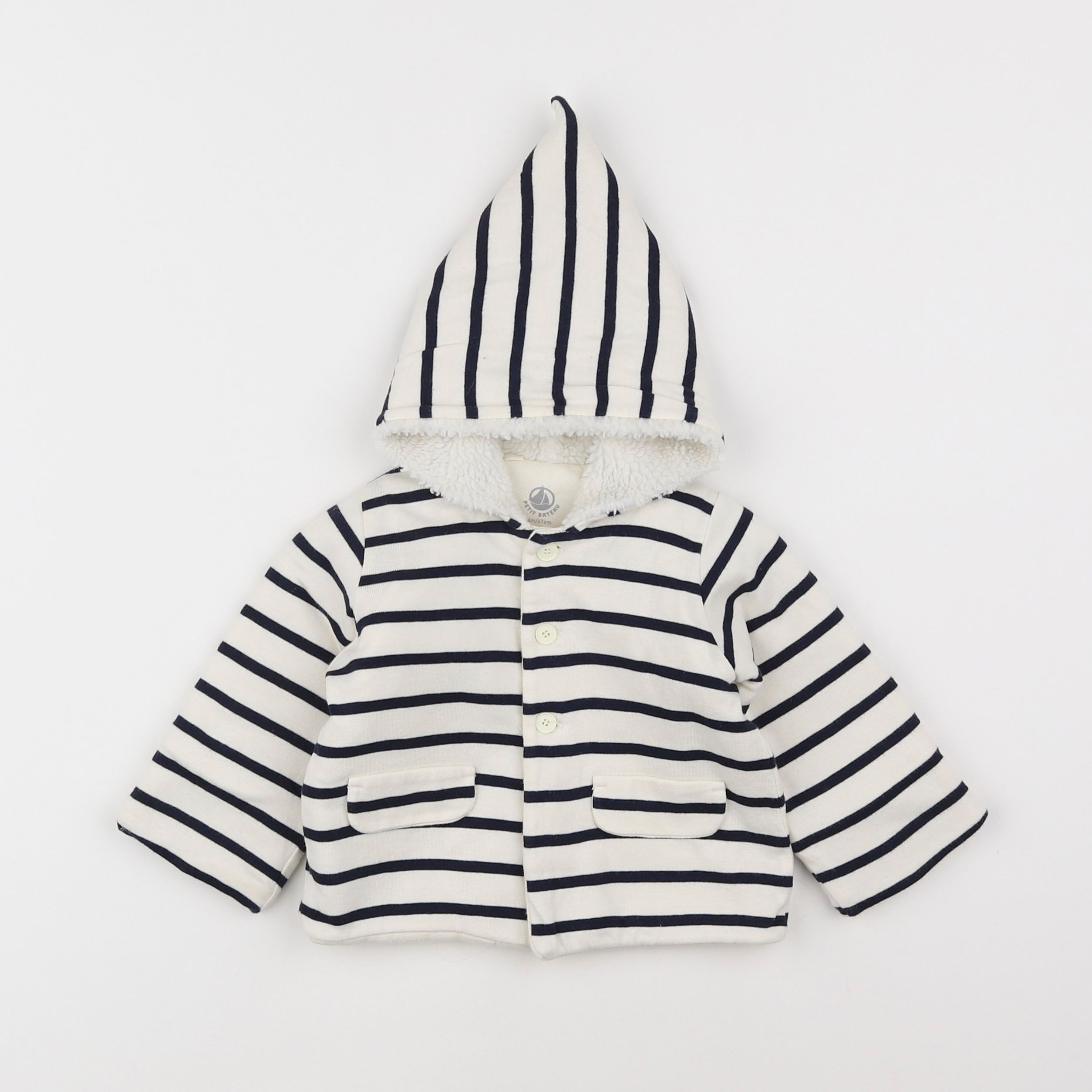 Petit Bateau - sweat blanc - 12 mois