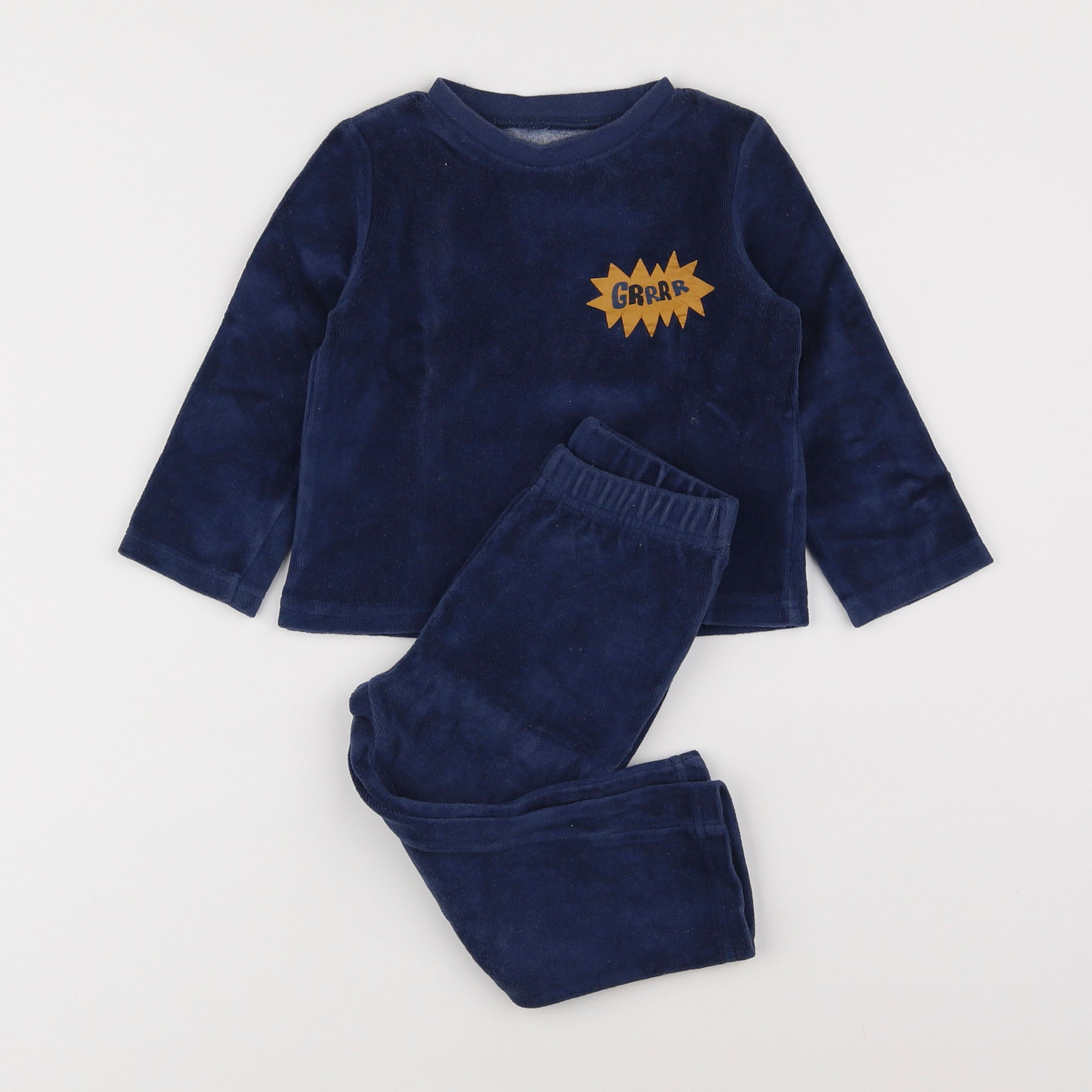 Vertbaudet - pyjama velours bleu - 2 ans