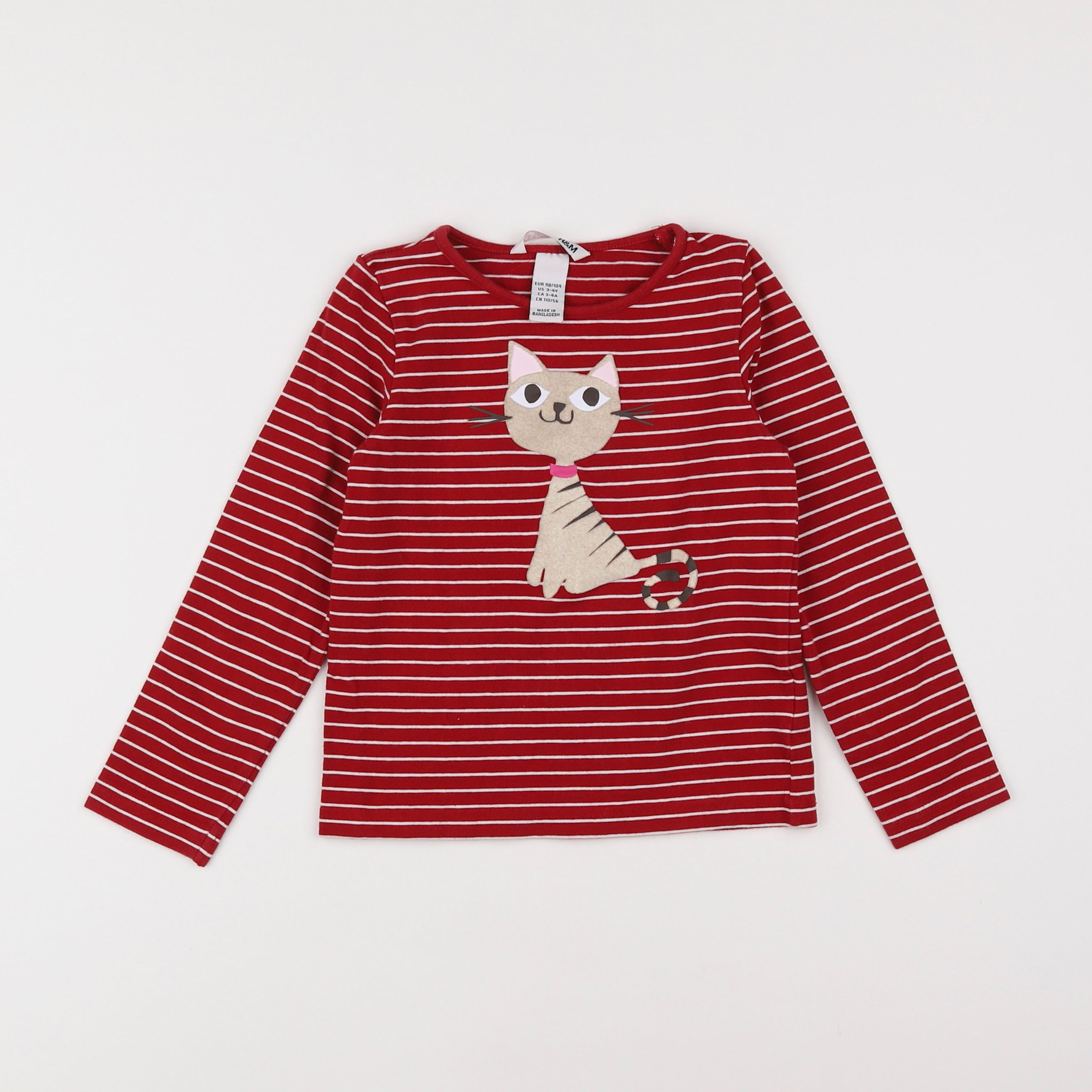 H&M - tee-shirt rouge - 3/4 ans