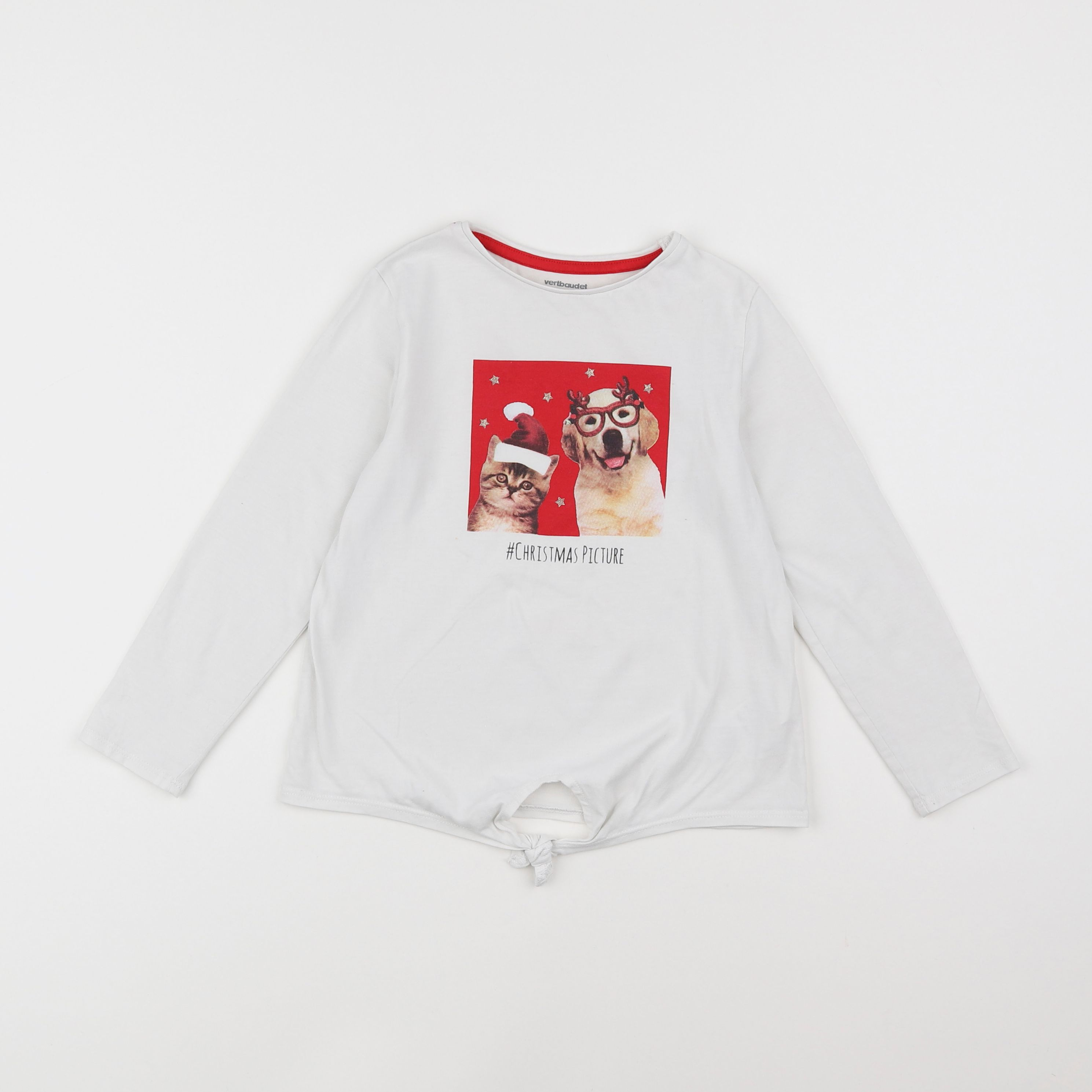 Vertbaudet - tee-shirt blanc, rouge - 6 ans