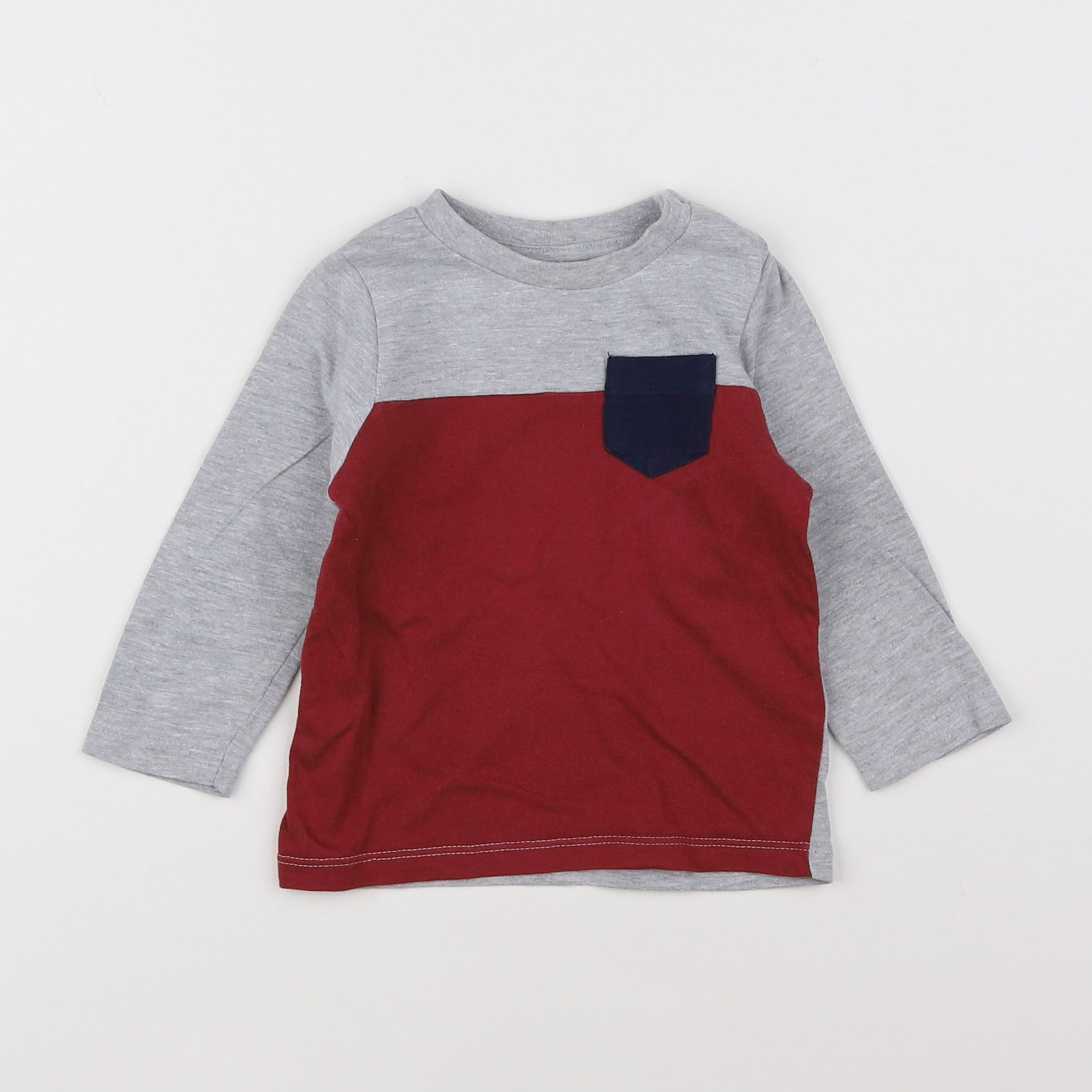 Vertbaudet - tee-shirt gris, rouge - 9 mois