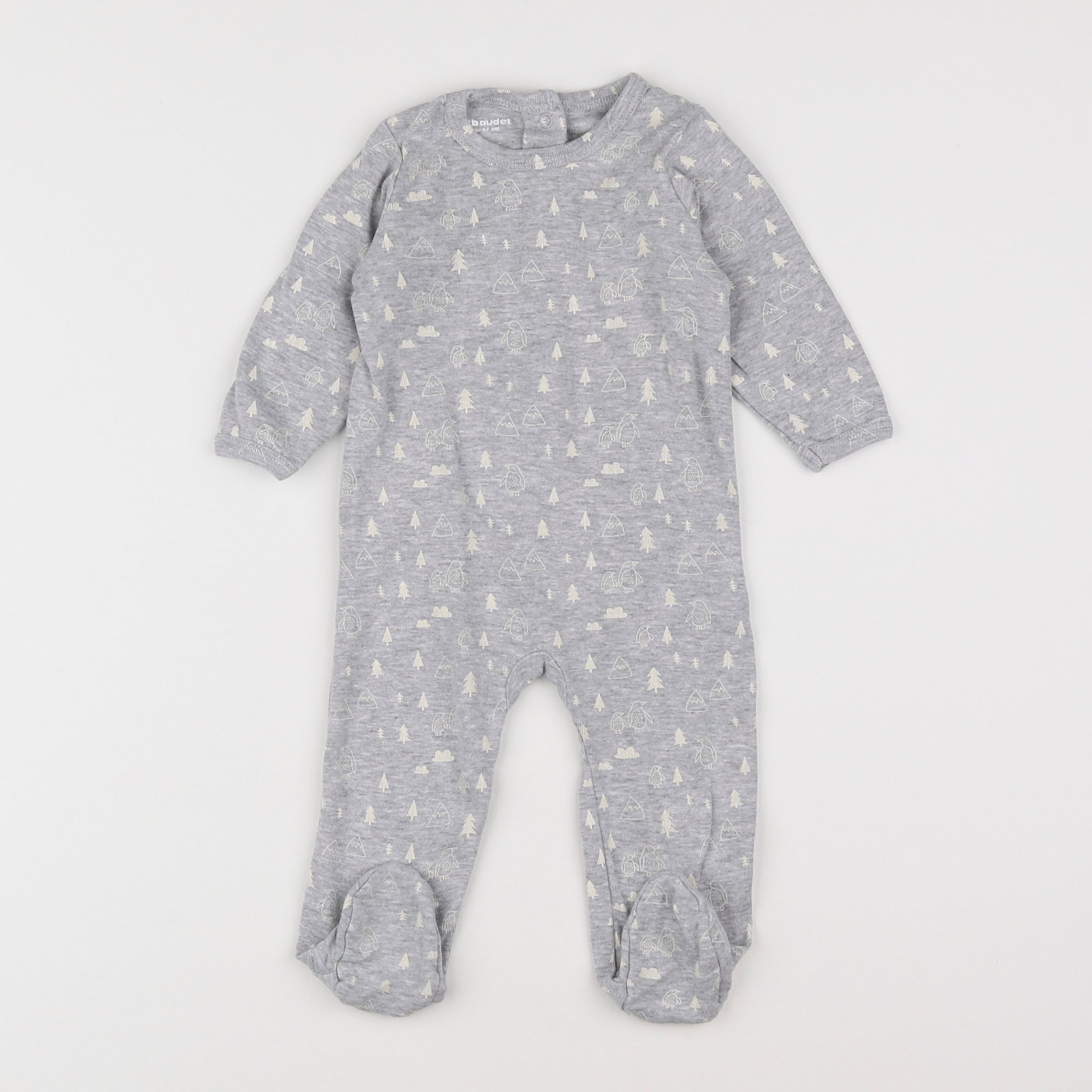 Vertbaudet - pyjama coton gris - 6 mois