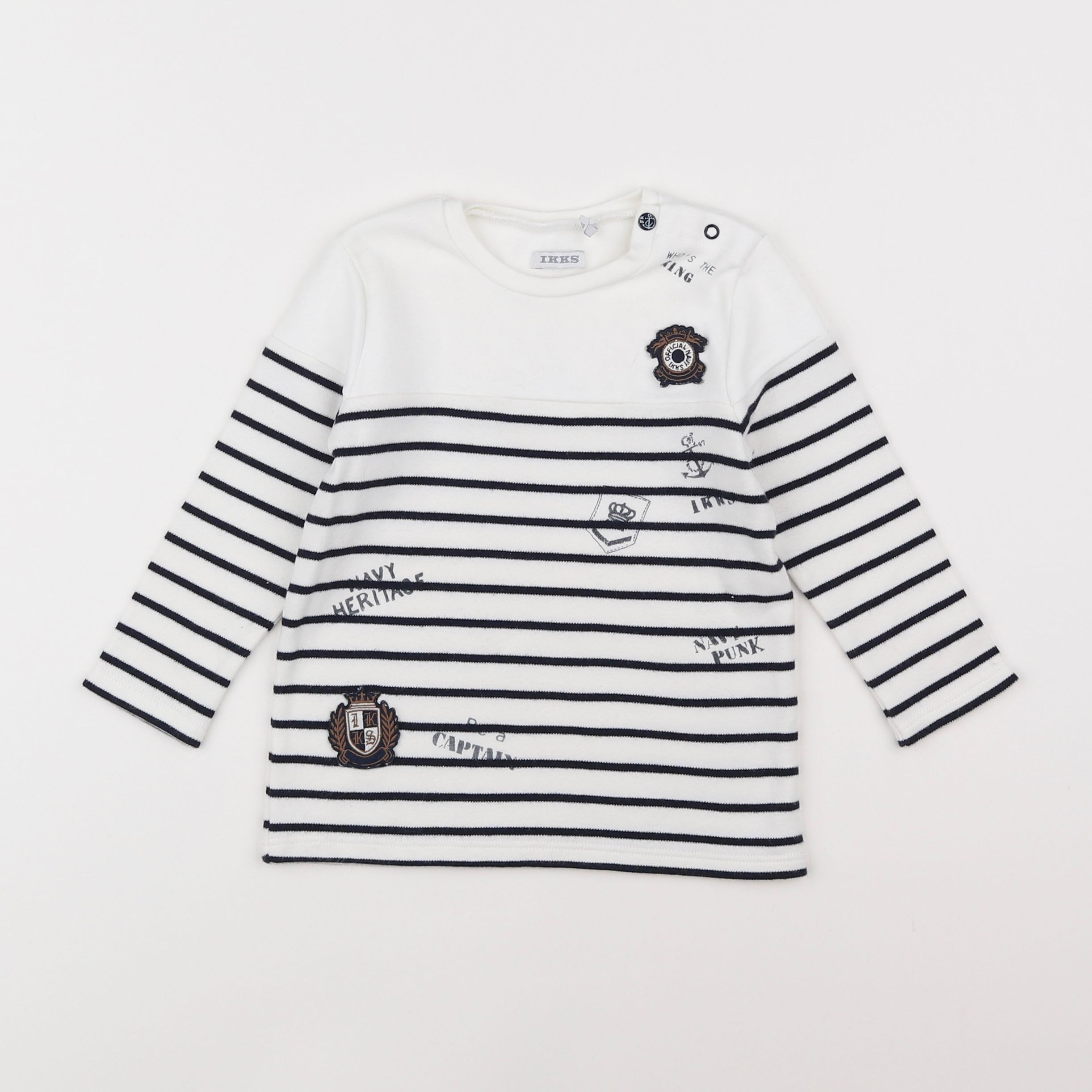 IKKS - tee-shirt blanc, bleu - 2 ans