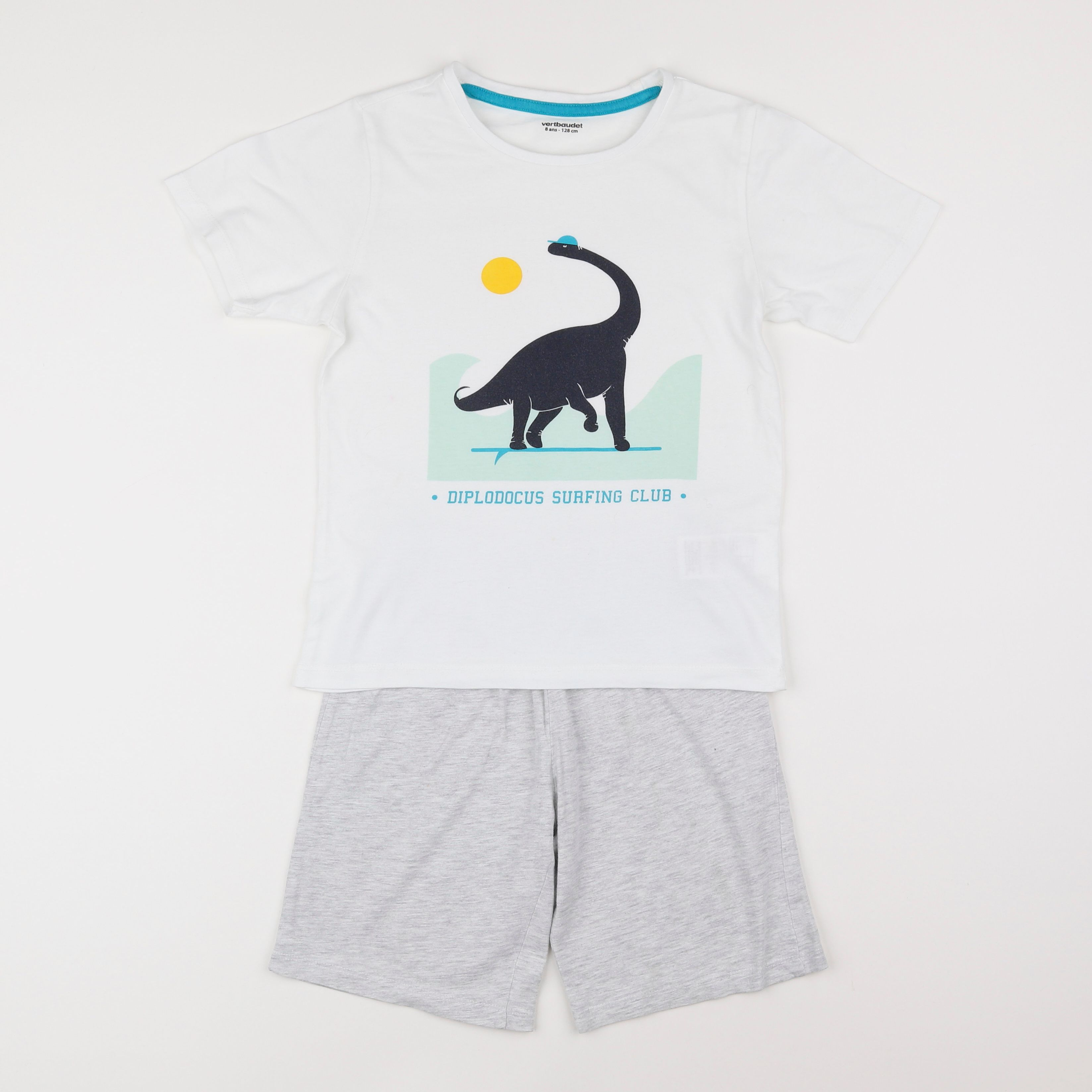 Vertbaudet - pyjama coton blanc, gris - 8 ans