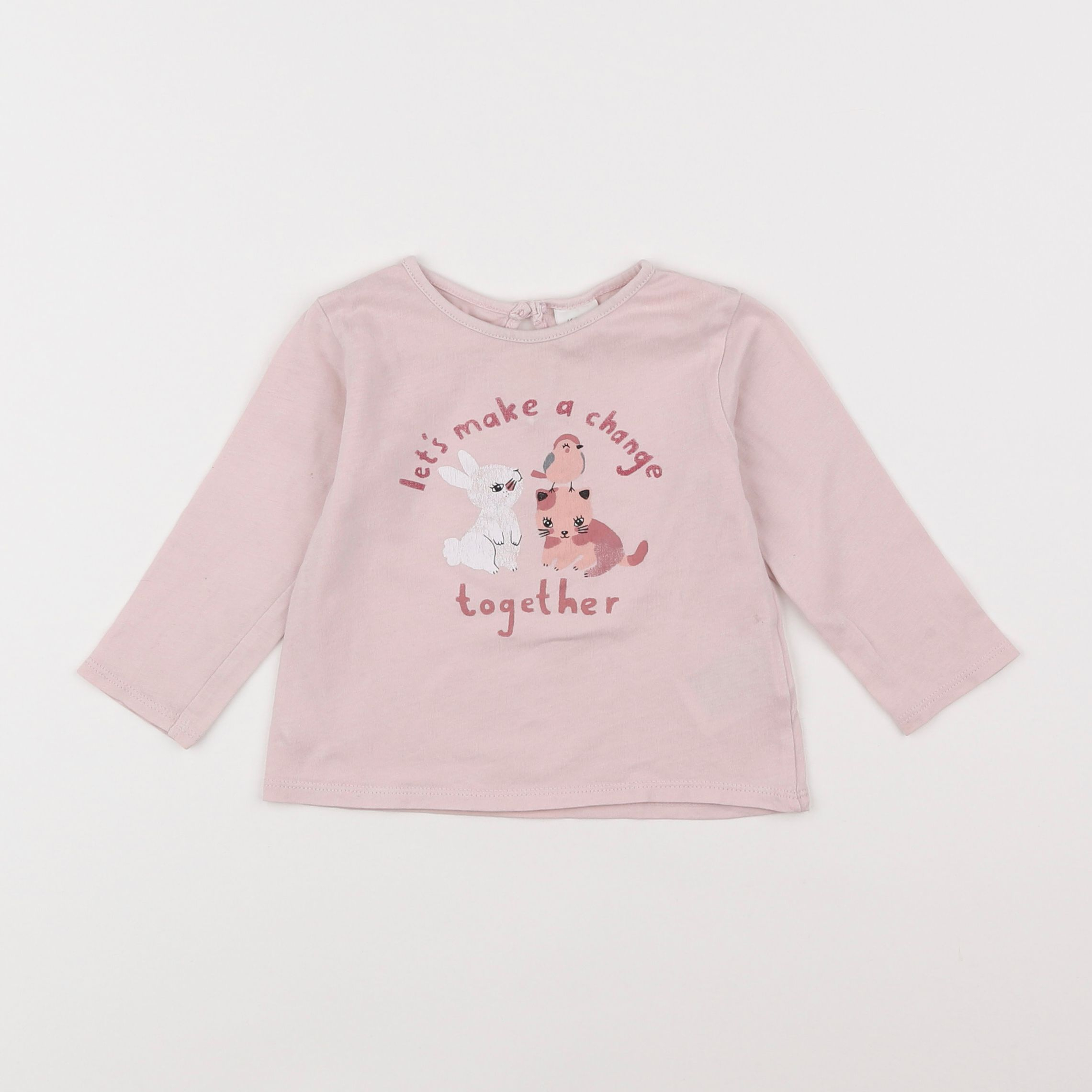 H&M - tee-shirt rose - 6/9 mois