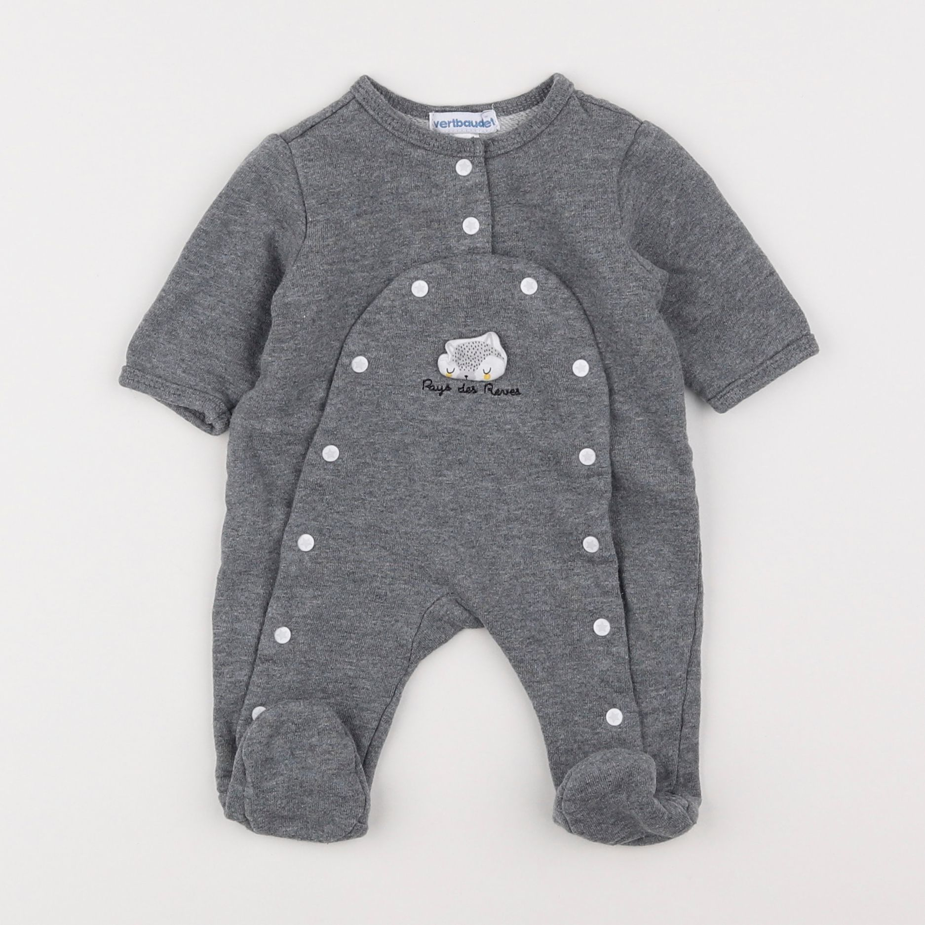 Vertbaudet - pyjama coton gris - 1 mois