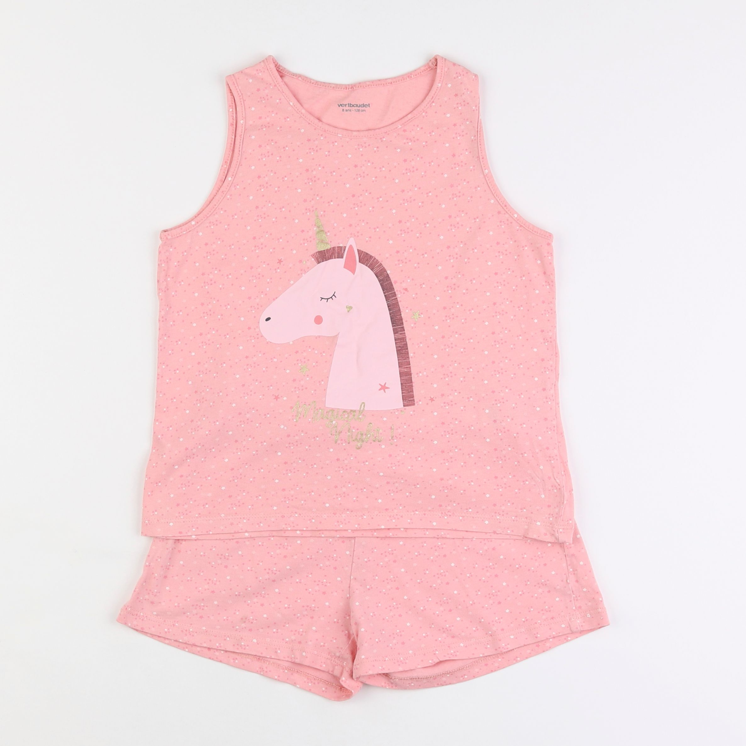 Vertbaudet - pyjama coton rose - 8 ans