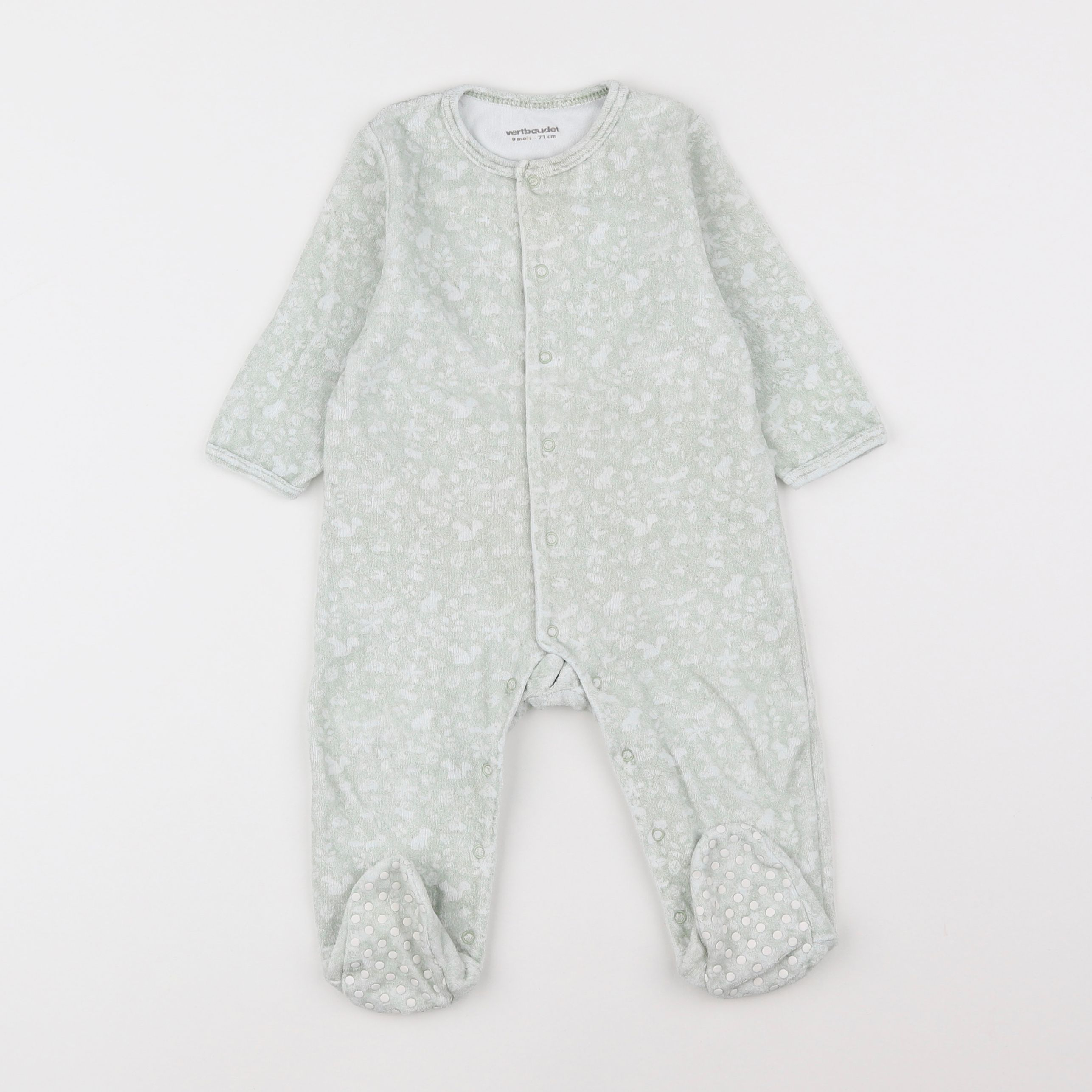 Vertbaudet - pyjama velours vert - 9 mois