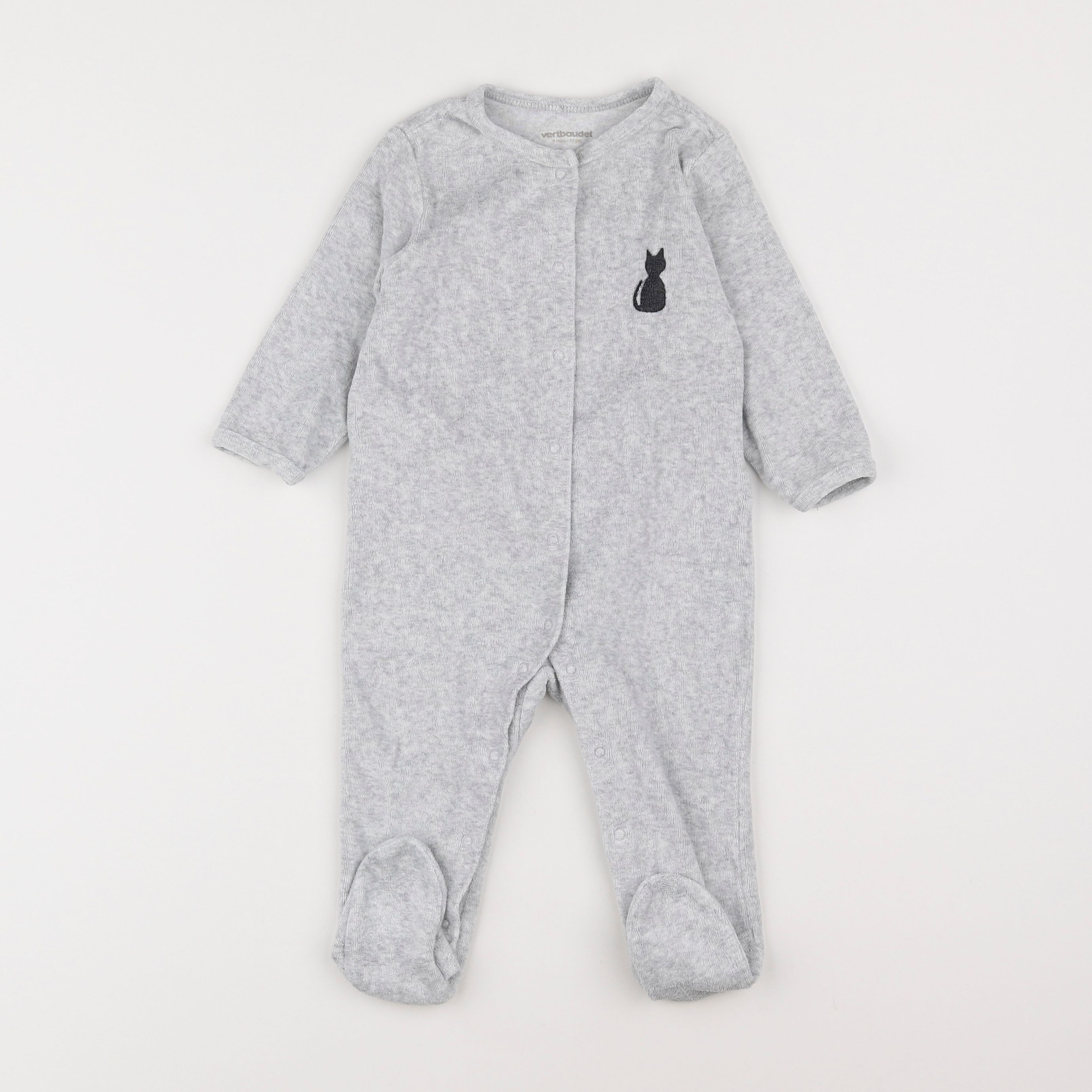 Vertbaudet - pyjama velours gris - 9 mois