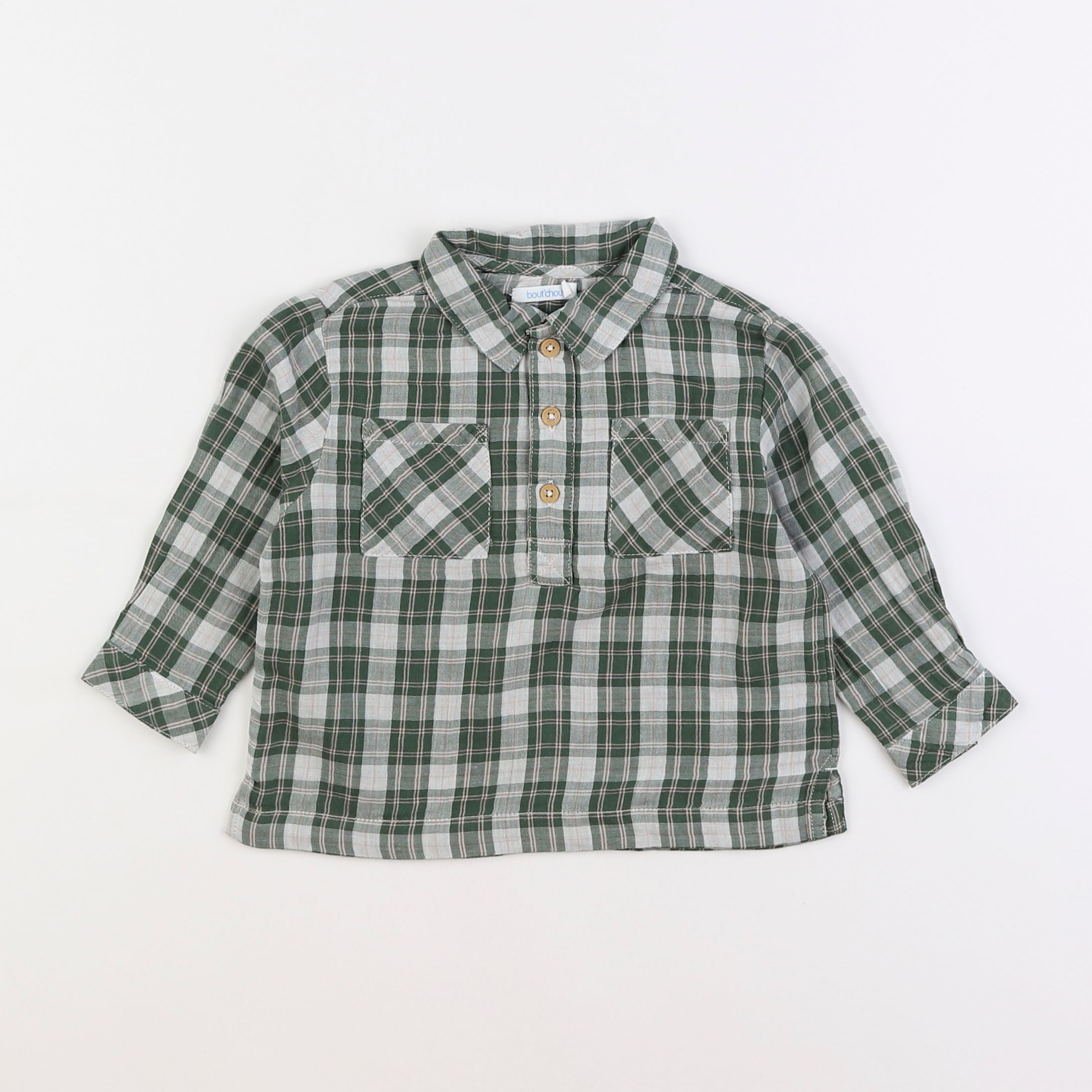 Boutchou - chemise vert - 12 mois