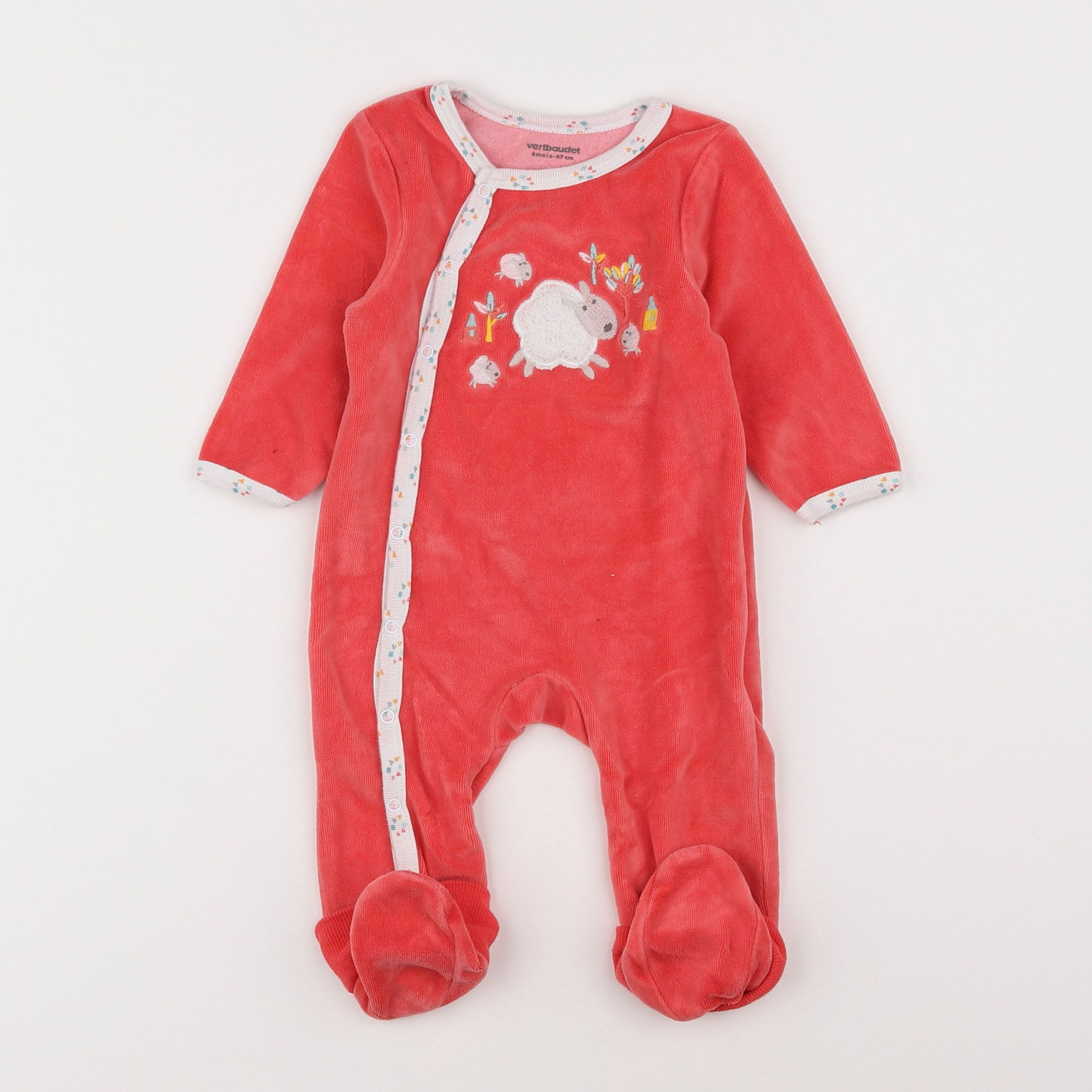 Vertbaudet - pyjama velours rose - 6 mois