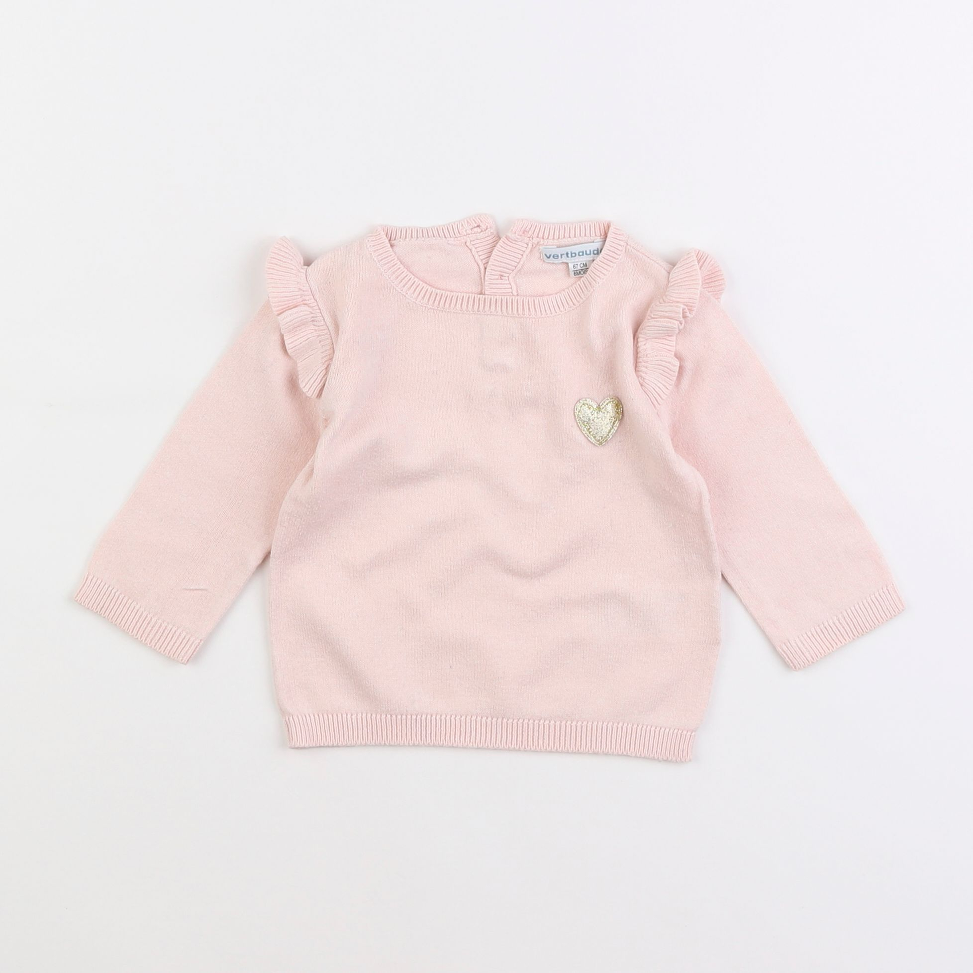 Vertbaudet - pull rose - 6 mois