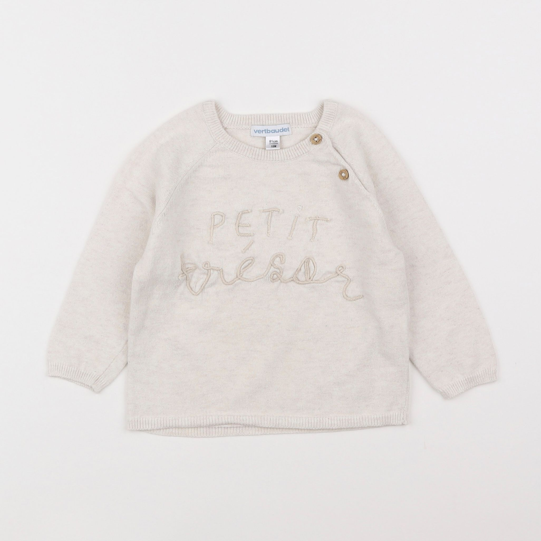 Vertbaudet - pull beige - 18 mois