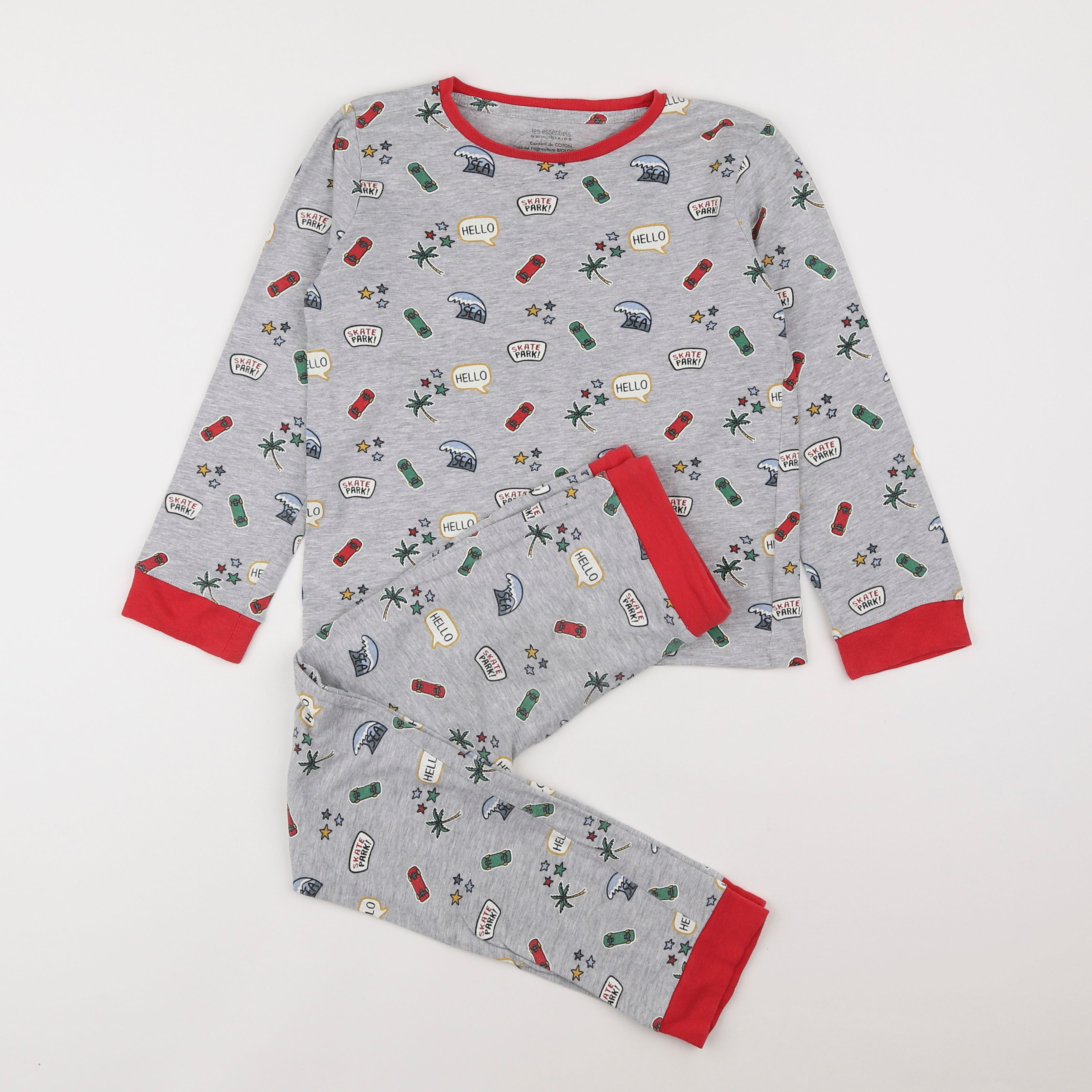 Monoprix - pyjama coton gris - 8 ans