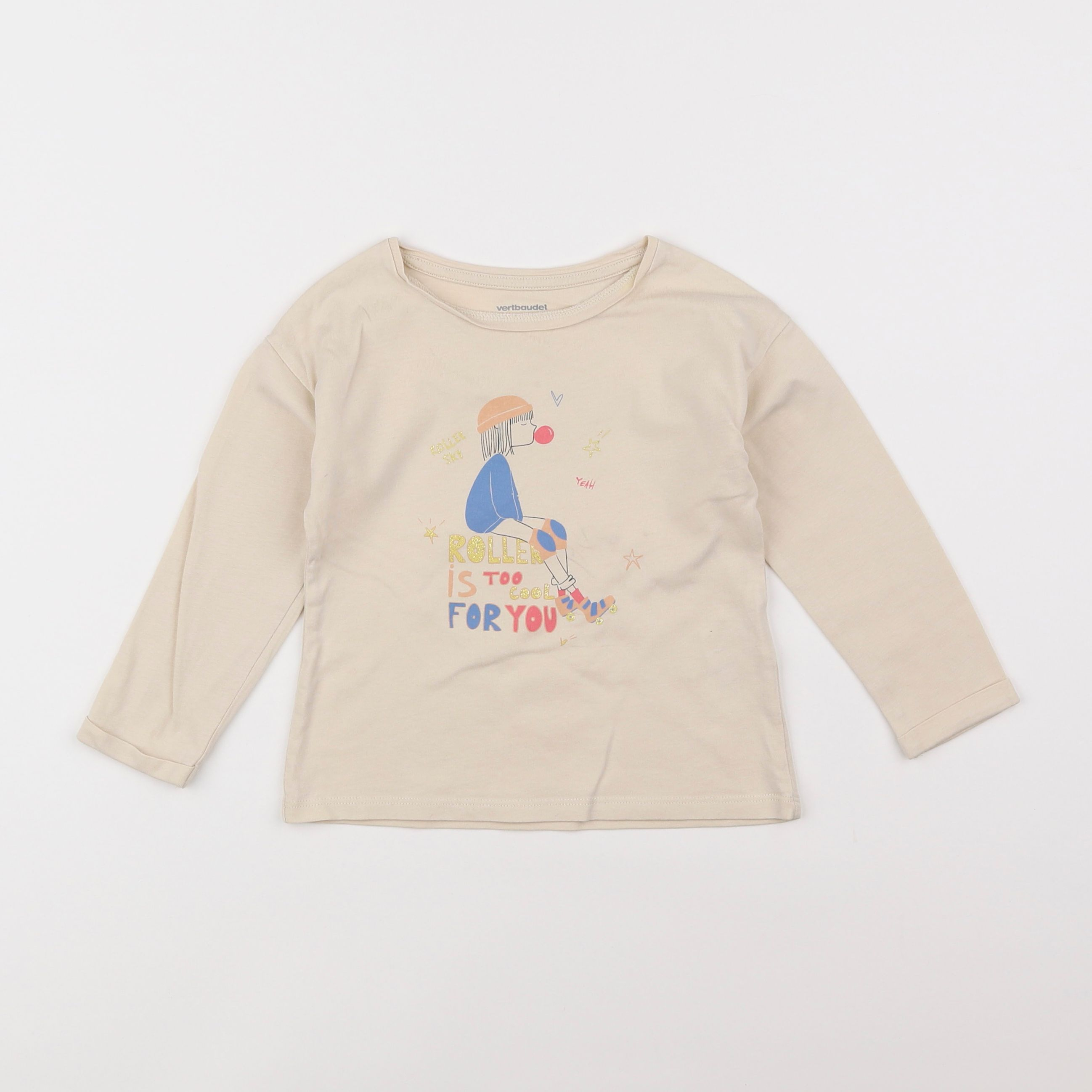 Vertbaudet - tee-shirt beige - 3 ans