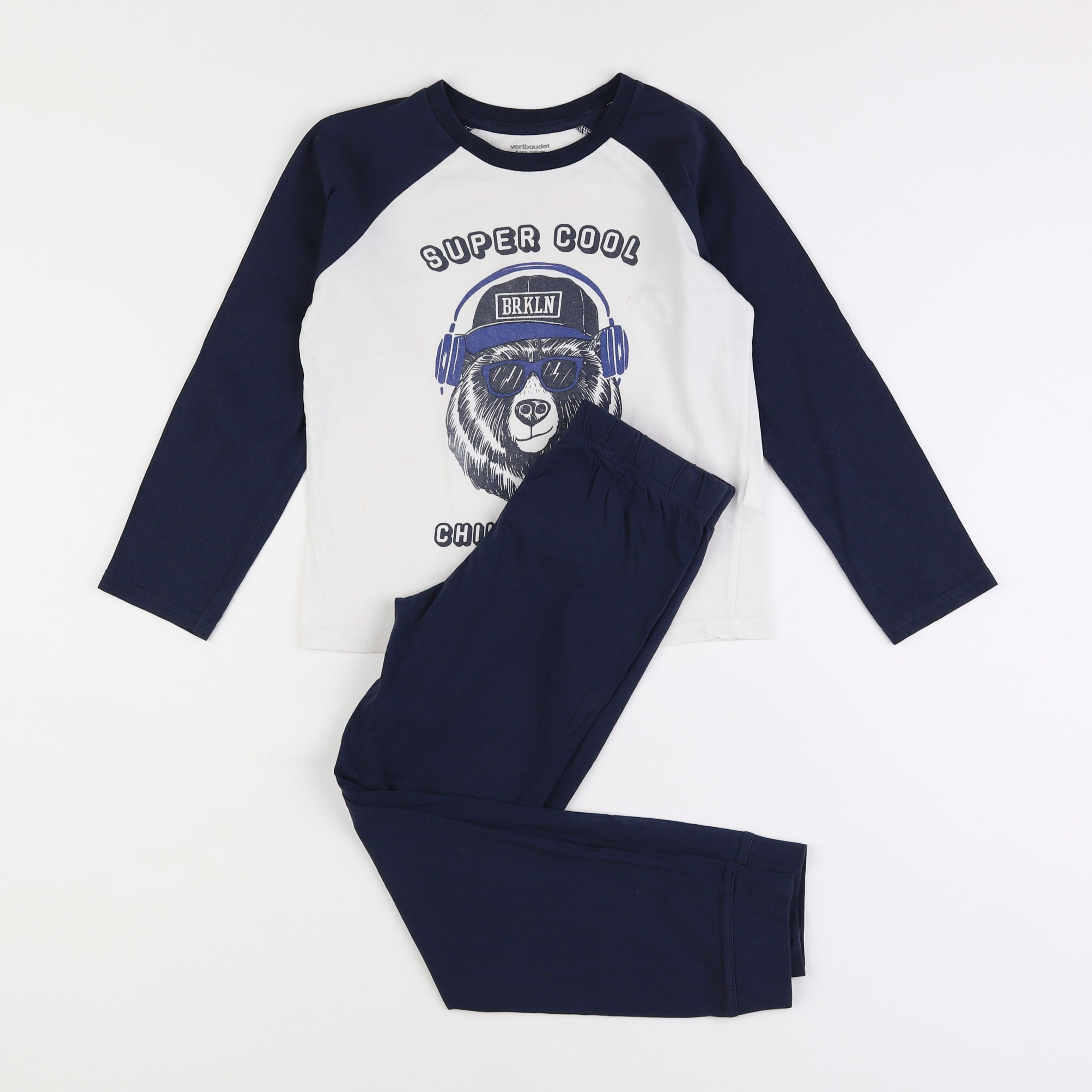 Vertbaudet - pyjama coton bleu - 8 ans