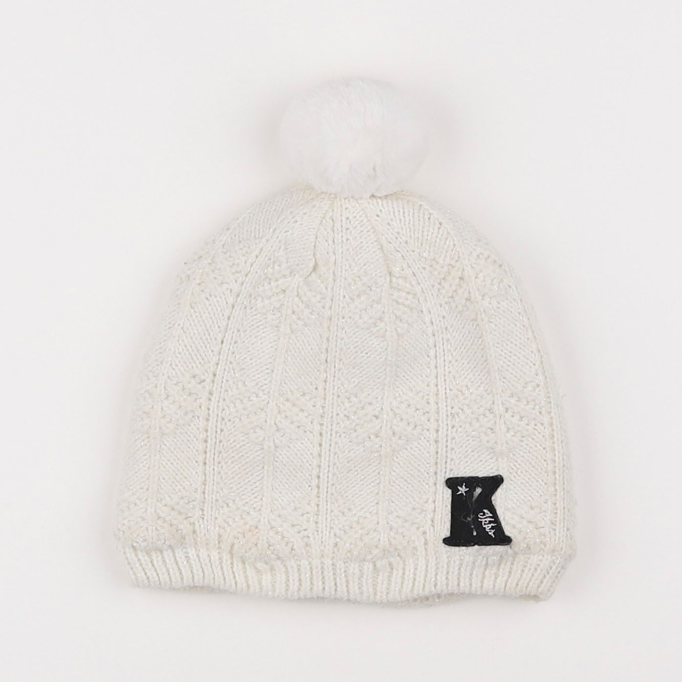 IKKS - bonnet blanc, argent - 6/8 ans