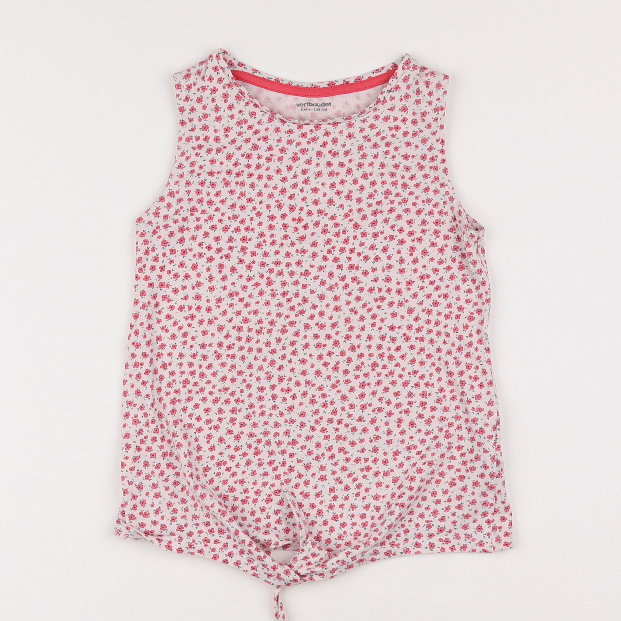 Vertbaudet - tee-shirt blanc, rose - 8 ans