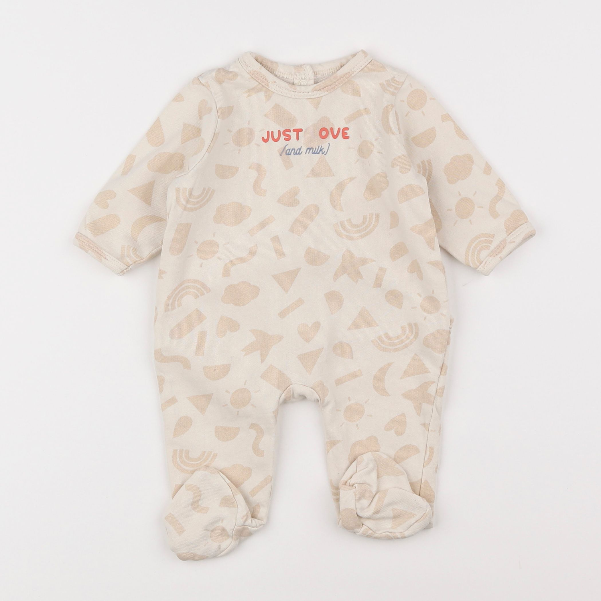 Vertbaudet - pyjama coton beige - 3 mois