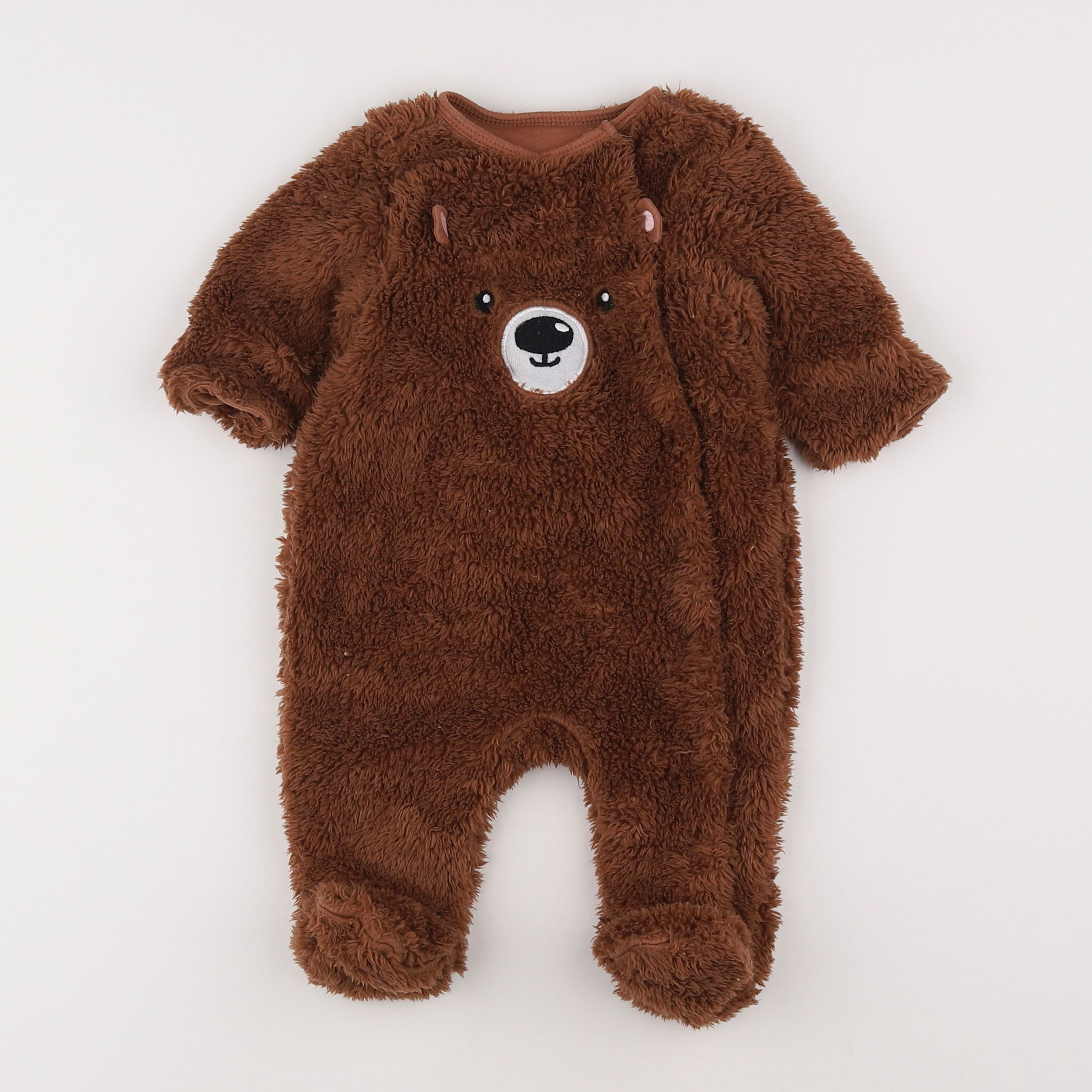 Vertbaudet - pyjama velours marron - 3 mois