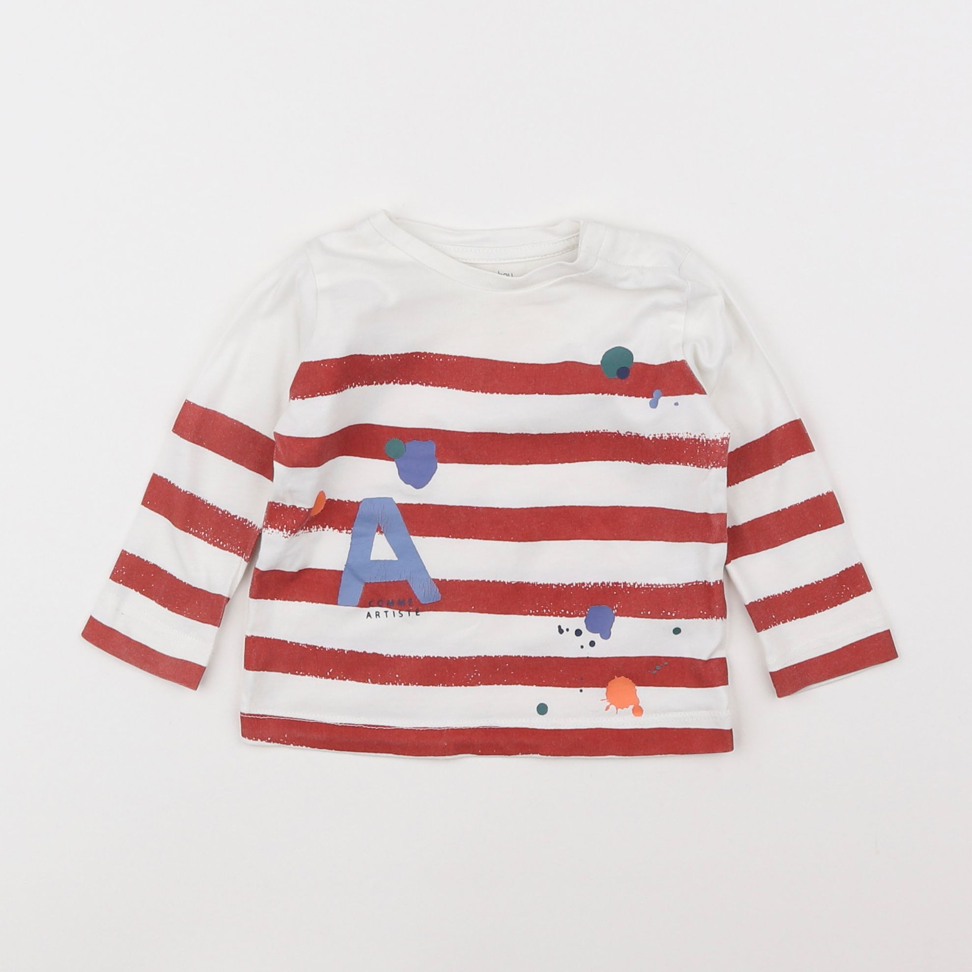 Boutchou - tee-shirt blanc, rouge - 6 mois