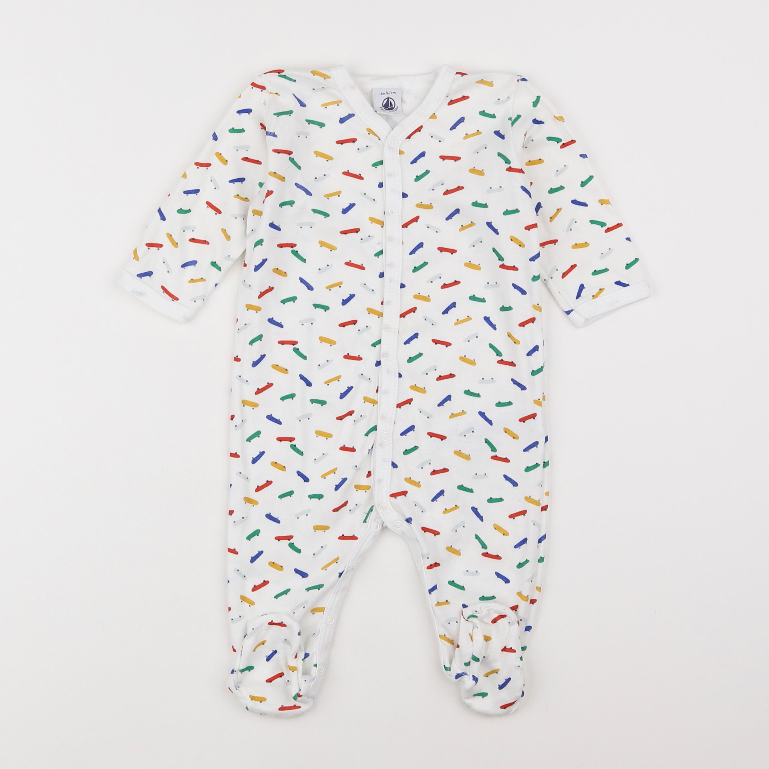 Petit Bateau - pyjama coton blanc - 6 mois