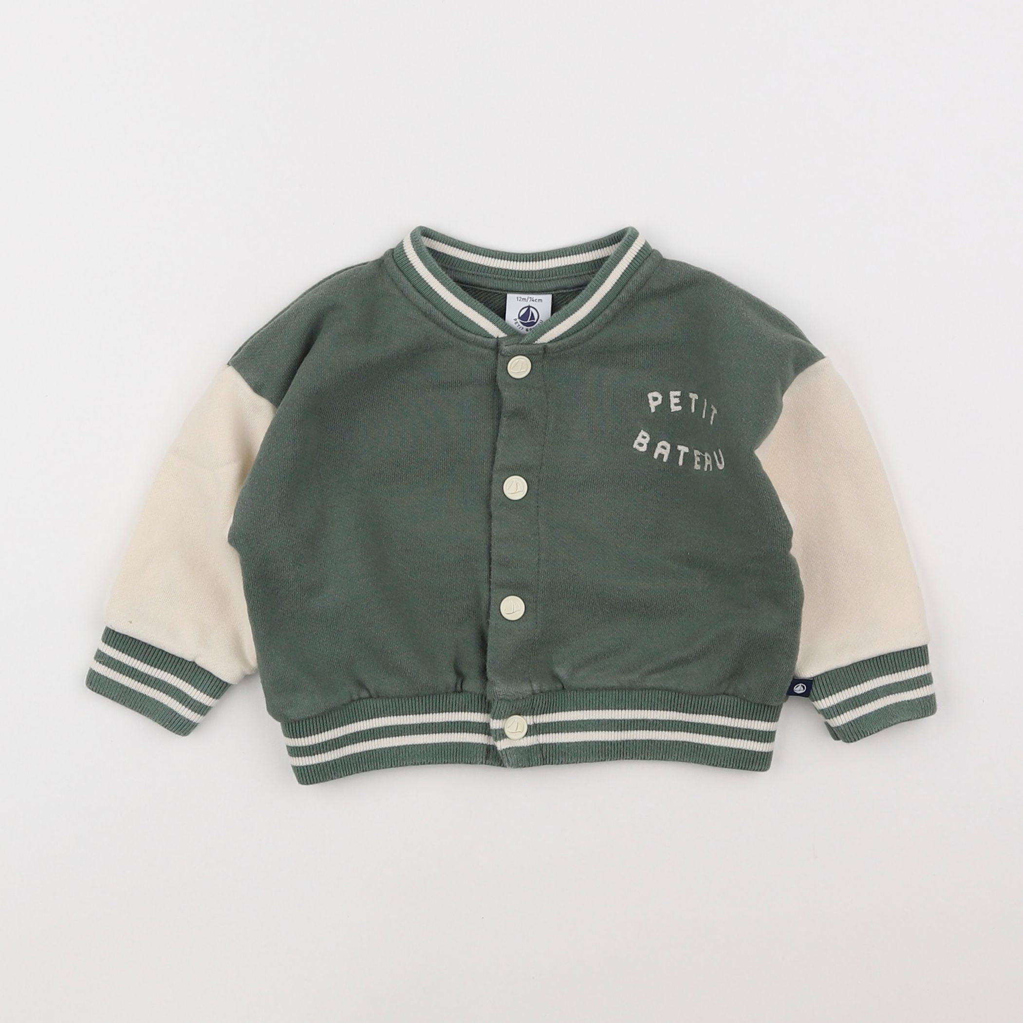 Petit Bateau - sweat vert - 12 mois