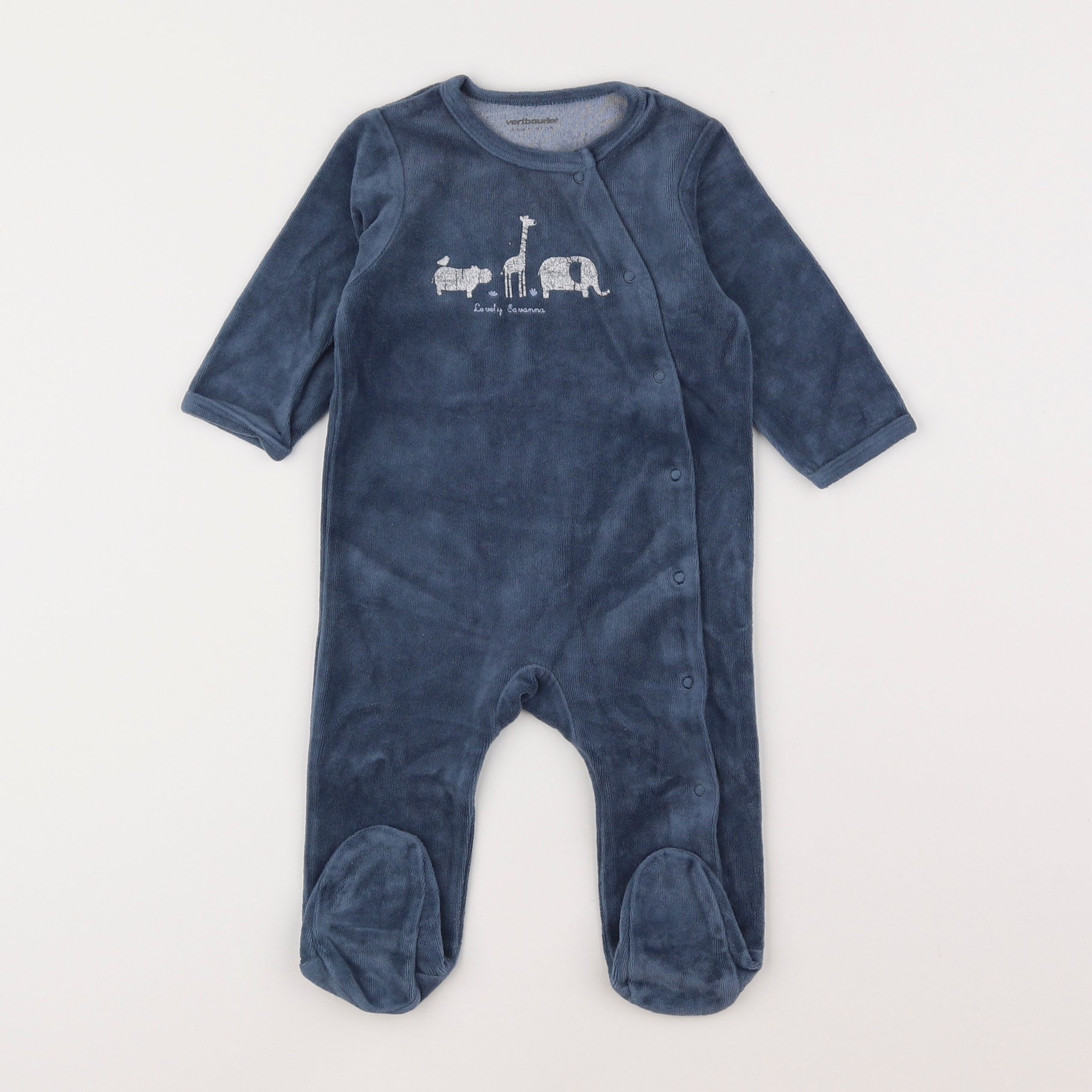 Vertbaudet - pyjama velours bleu - 6 mois