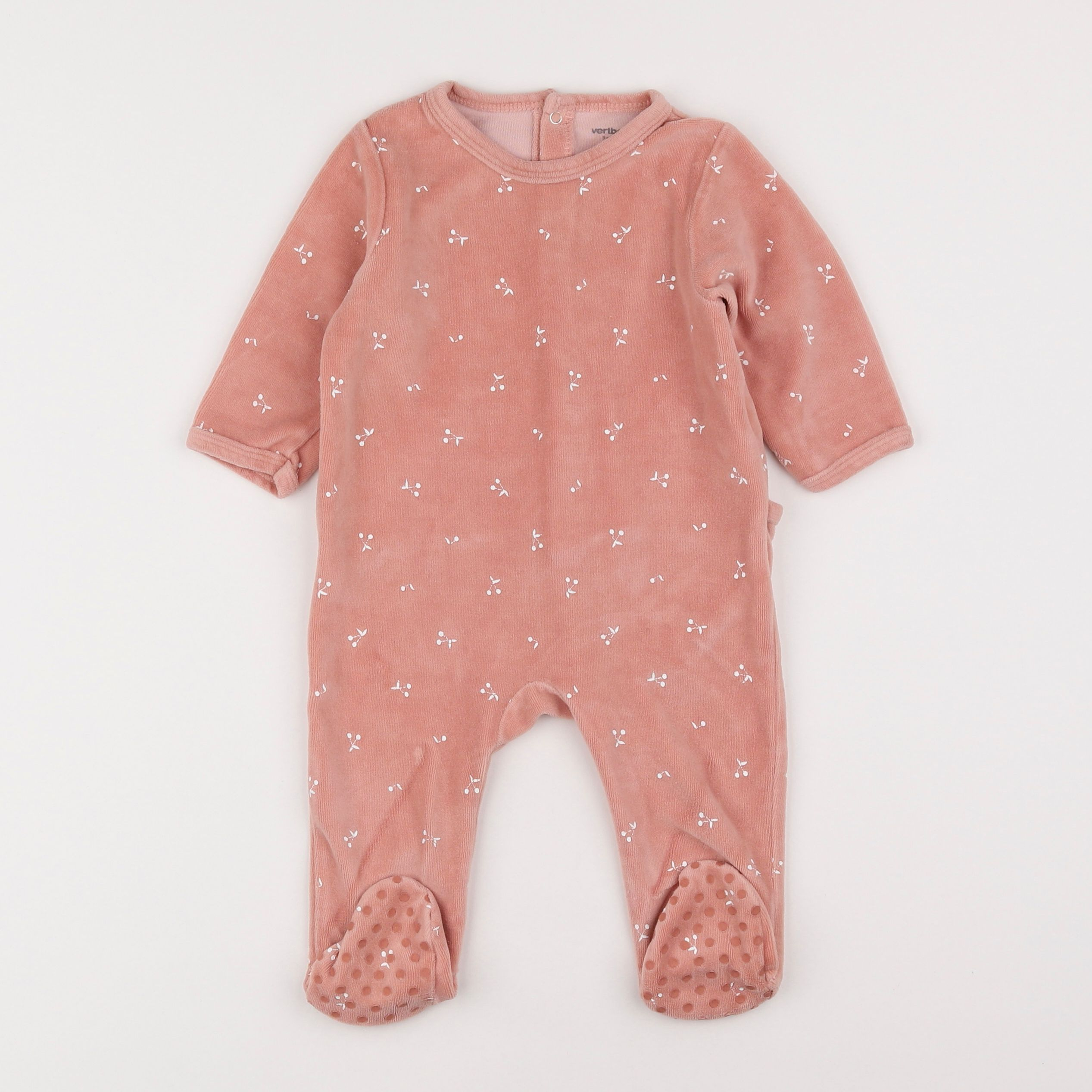 Vertbaudet - pyjama velours rose - 9 mois