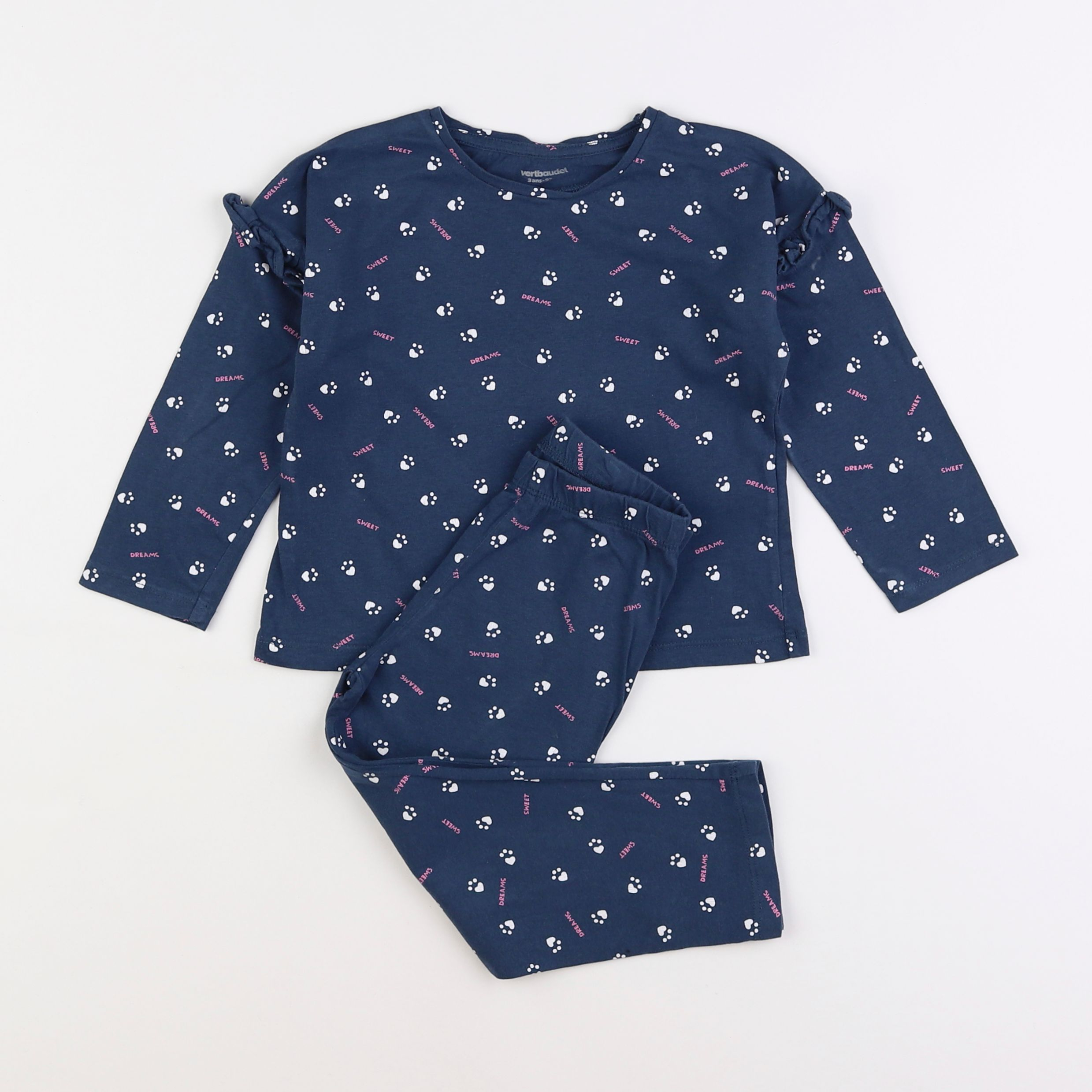 Vertbaudet - pyjama coton bleu, blanc - 3 ans