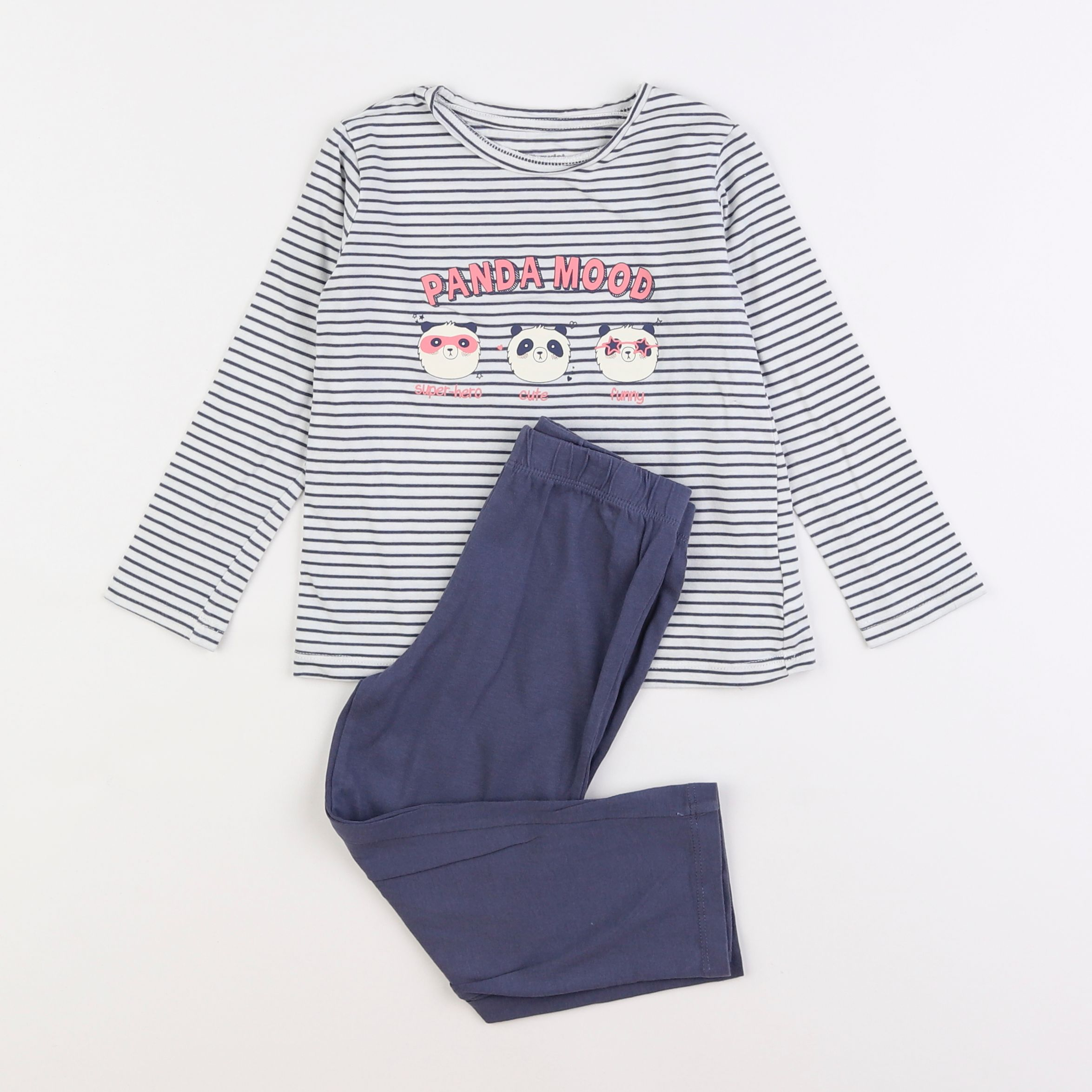 Vertbaudet - pyjama coton bleu, blanc - 3 ans