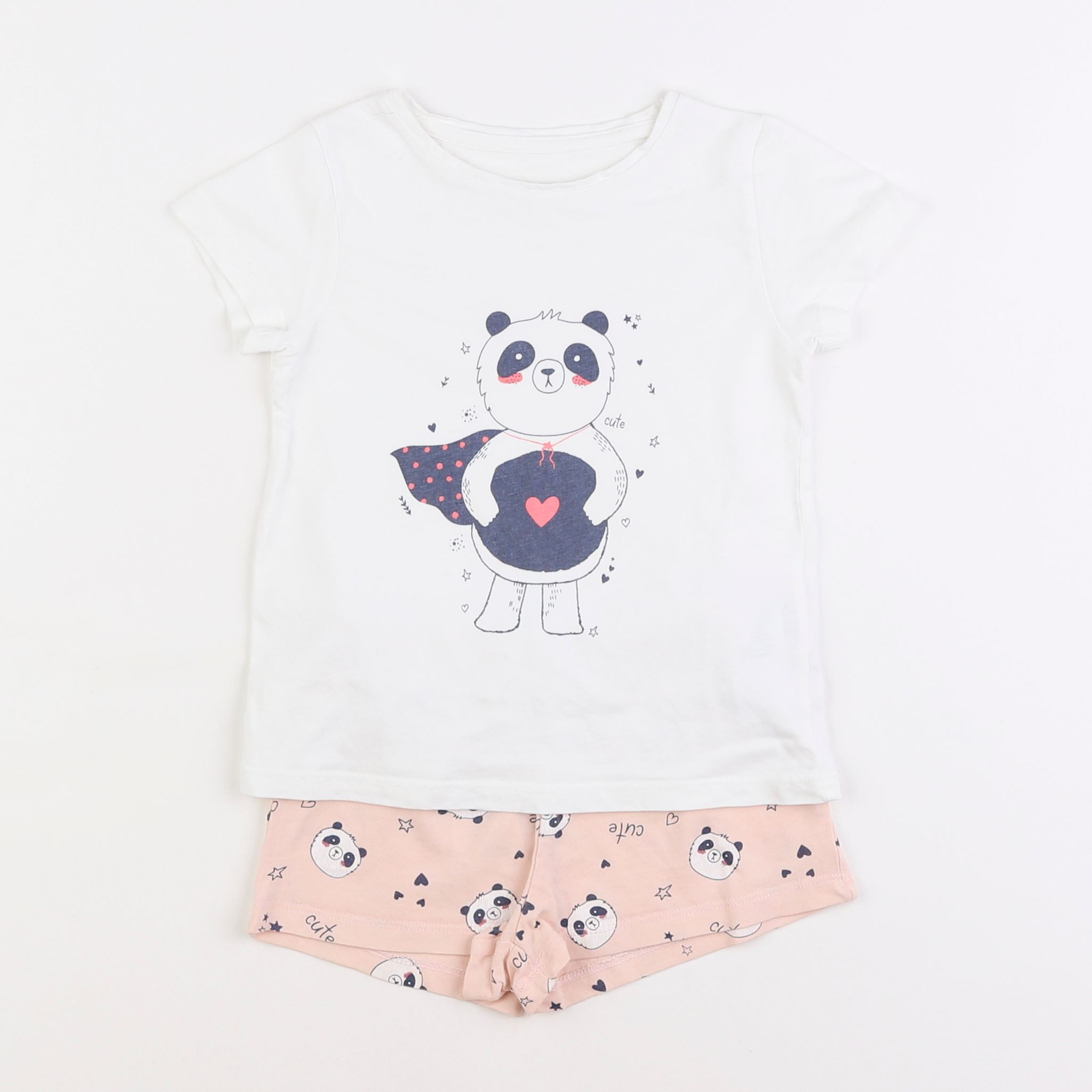 Vertbaudet - pyjama coton blanc, rose - 3 ans