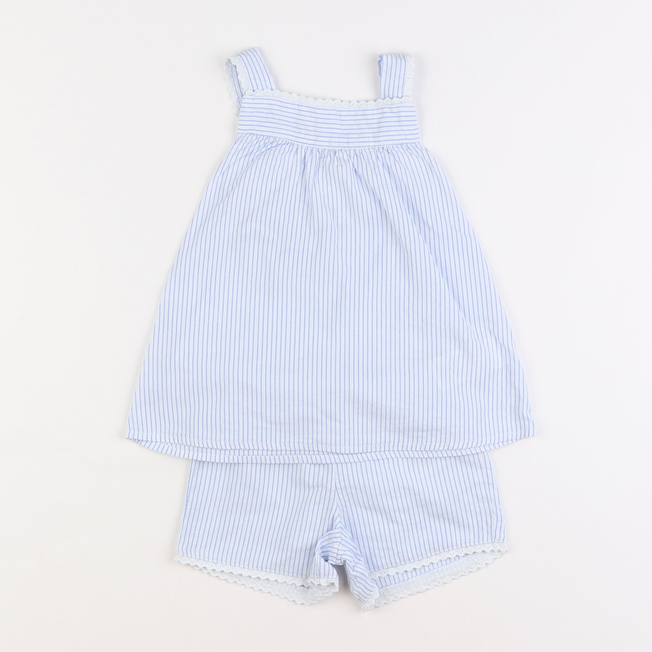 Vertbaudet - pyjama coton bleu, blanc - 3 ans