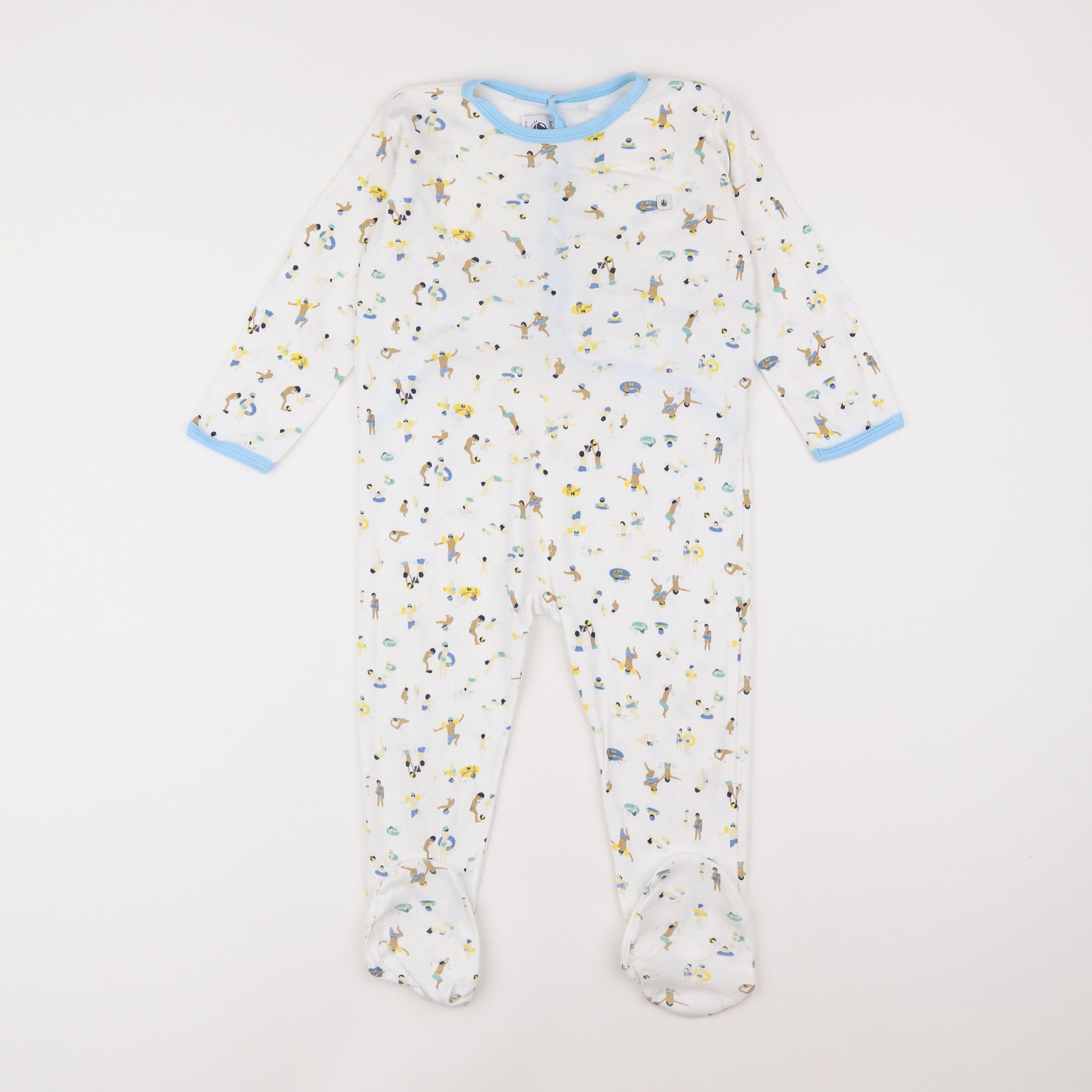 Petit Bateau - pyjama coton blanc, bleu - 3 ans