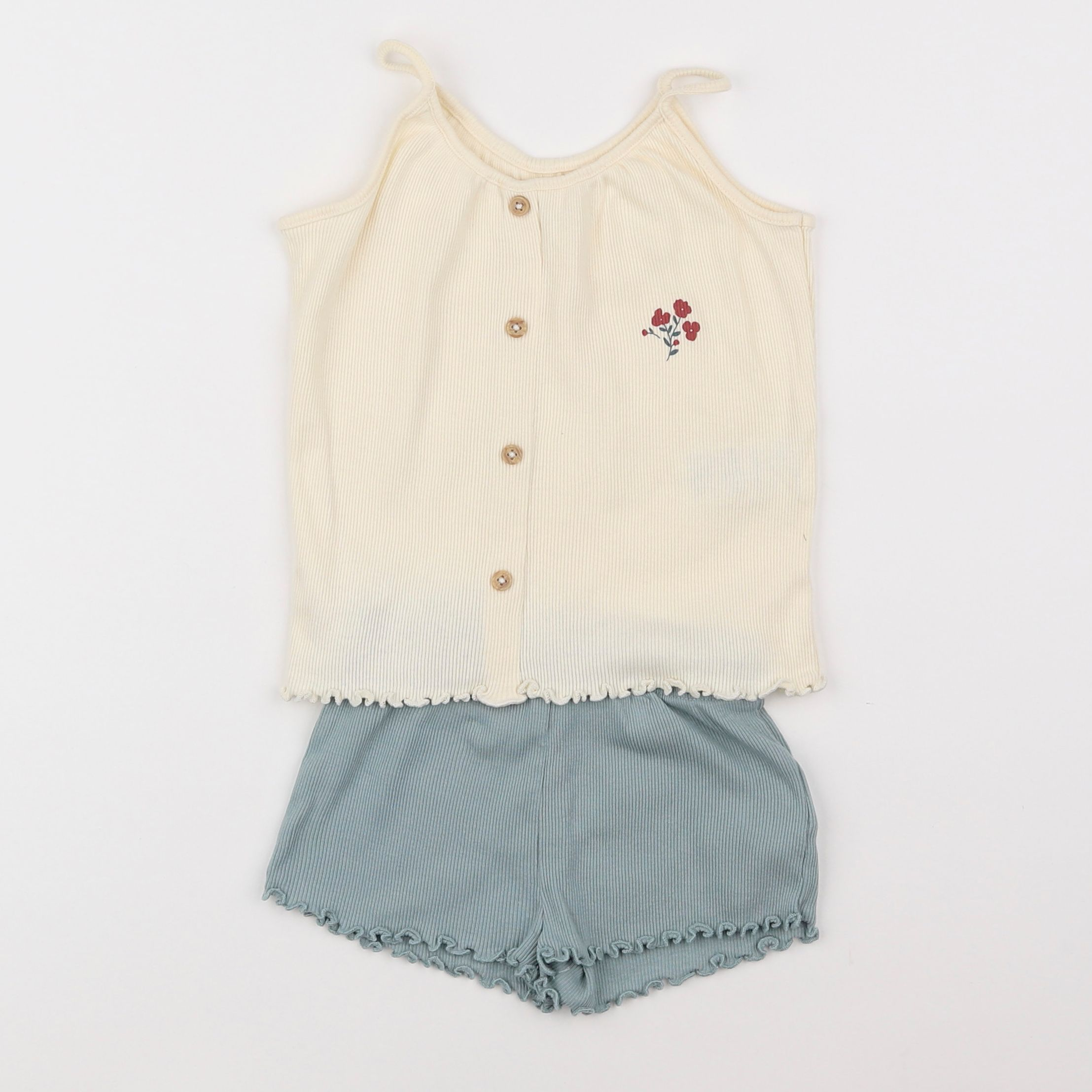 Vertbaudet - pyjama coton beige, bleu - 3 ans