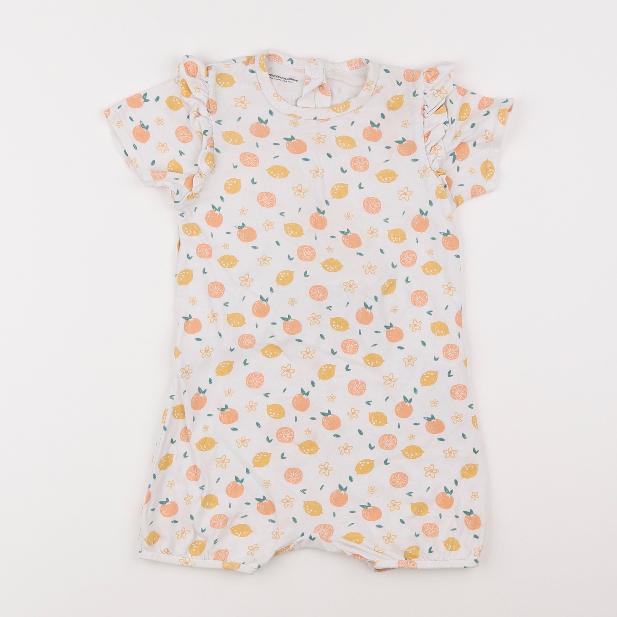 Vertbaudet - pyjama coton blanc, orange - 3 ans