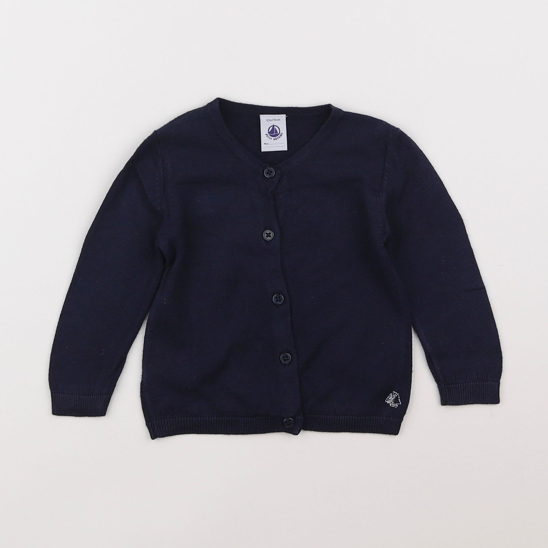 Petit Bateau - gilet bleu - 12 mois