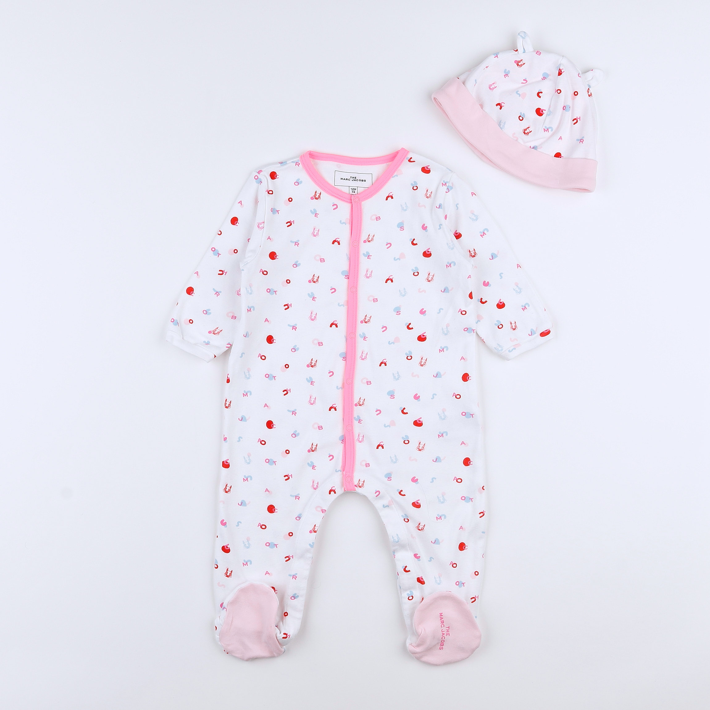 Little marc jacobs - pyjama coton blanc, rose - 12 mois