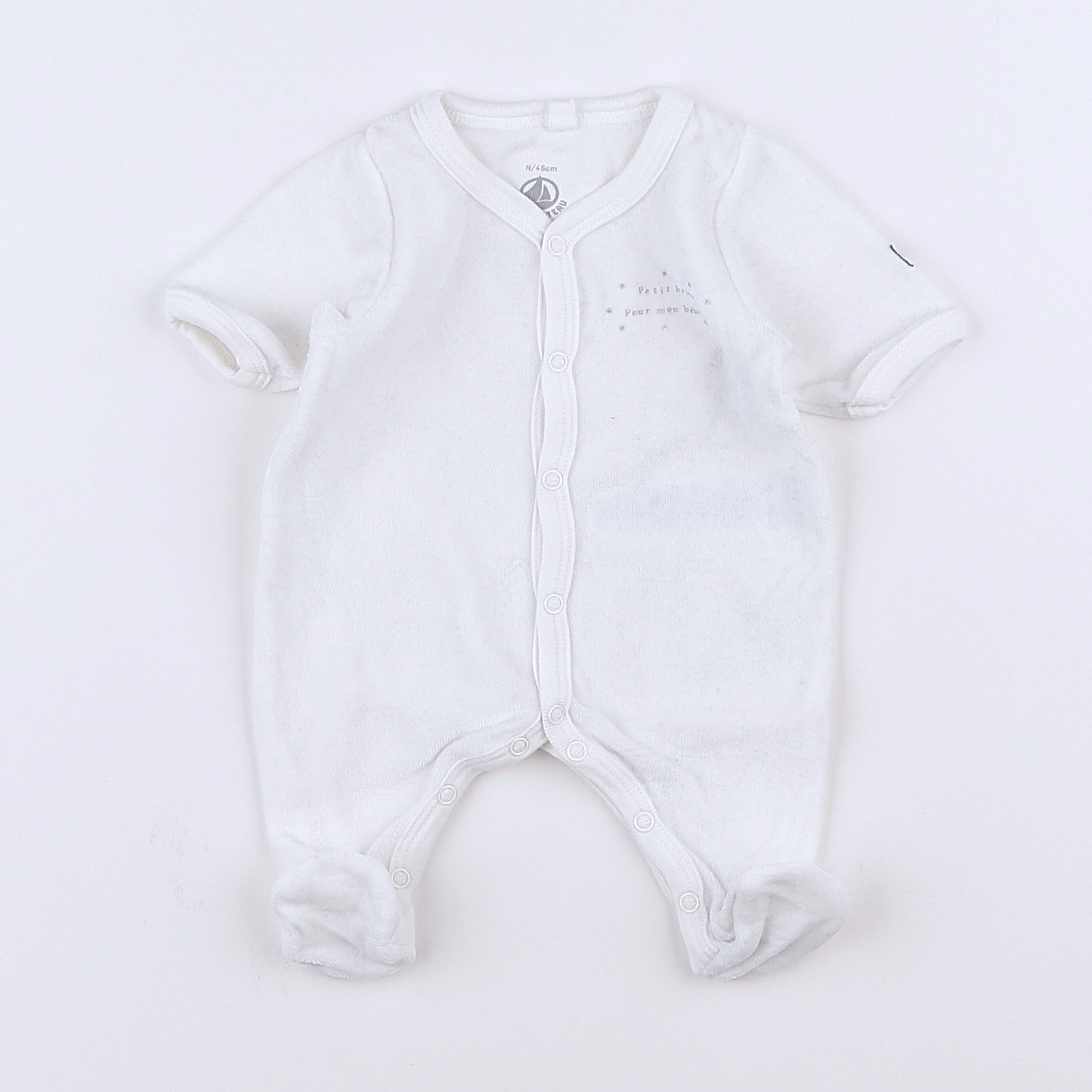 Petit Bateau - pyjama velours blanc - Prématuré