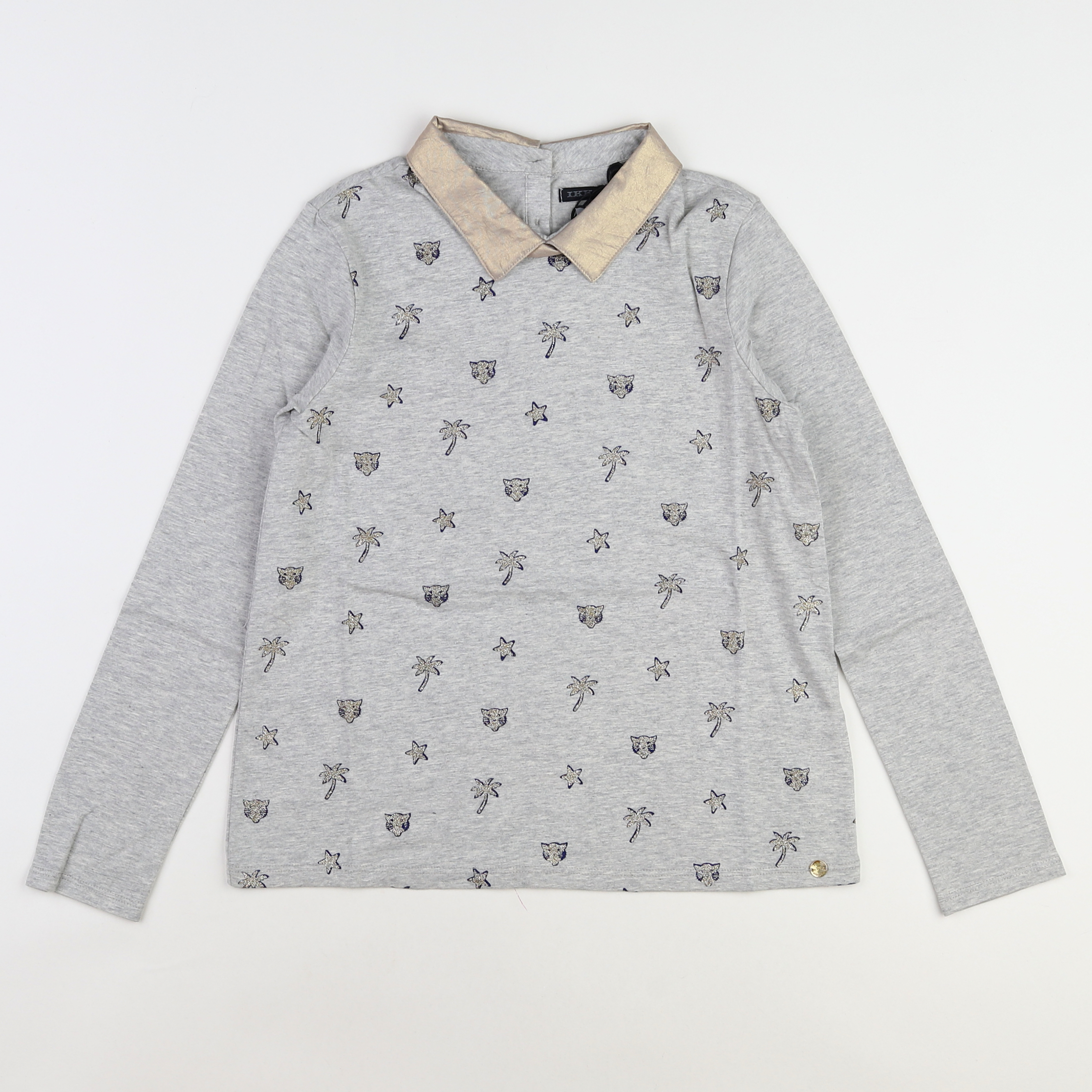 IKKS - tee-shirt gris, or (neuf) - 8 ans