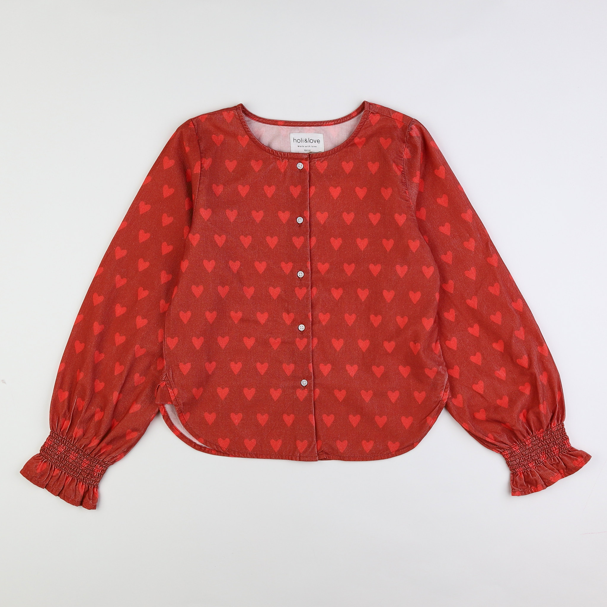 Holi & Love - blouse velours rouge (neuf) - 10/11 ans