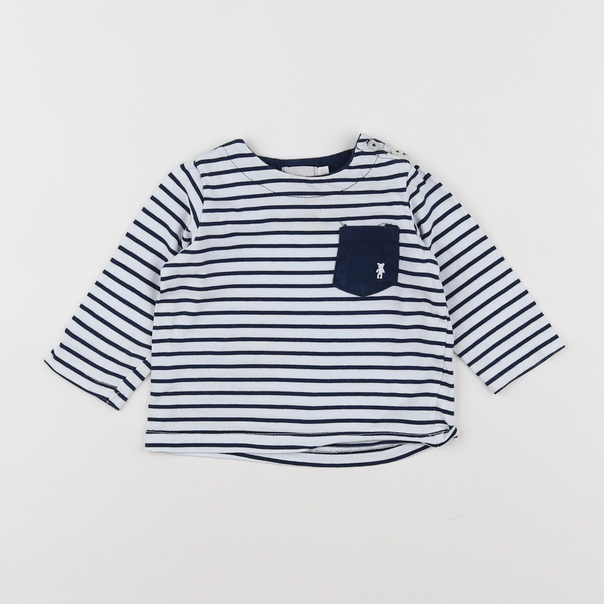 Natalys - tee-shirt bleu, blanc - 6 mois