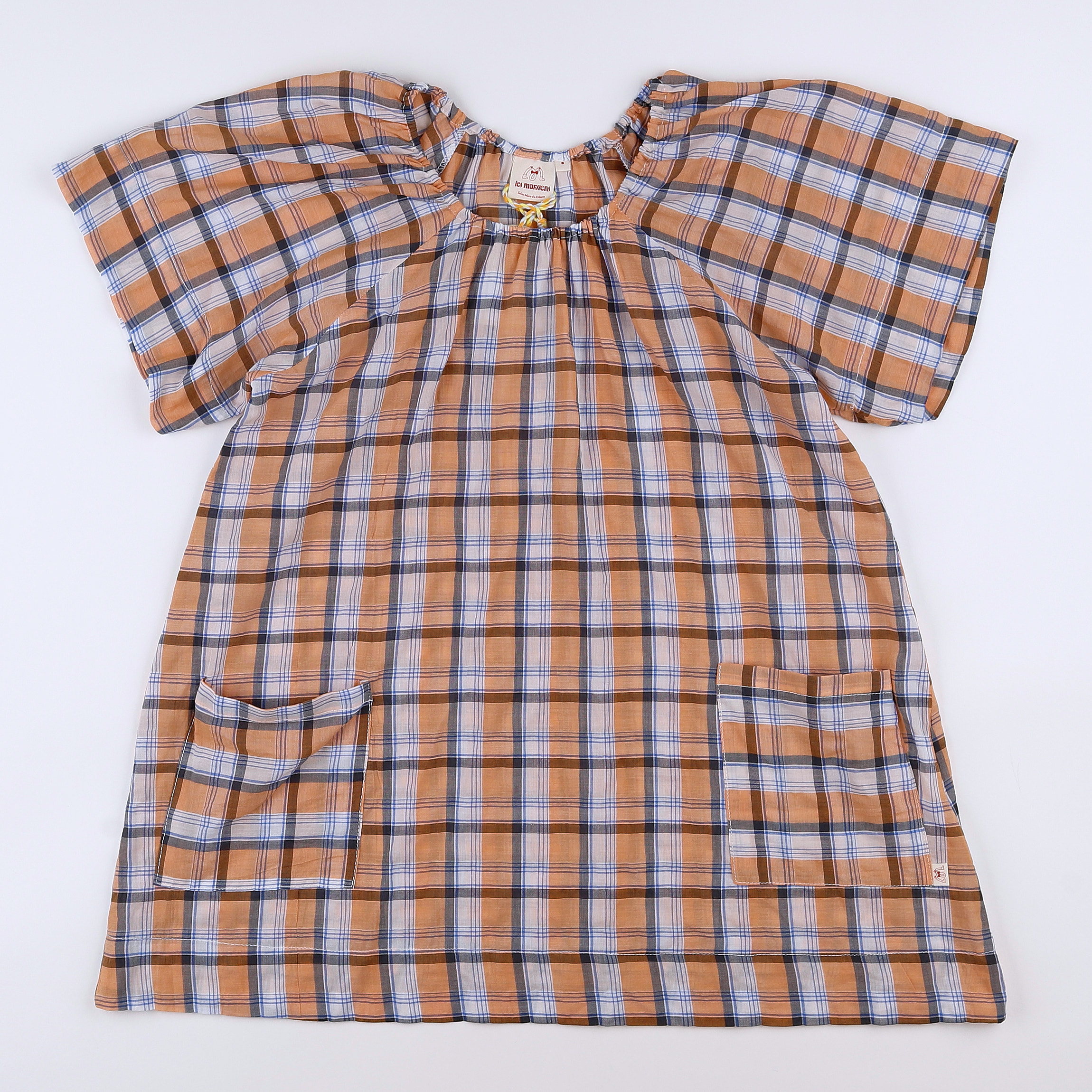 Les Marsiens - robe orange, bleu (neuf) - 8 ans