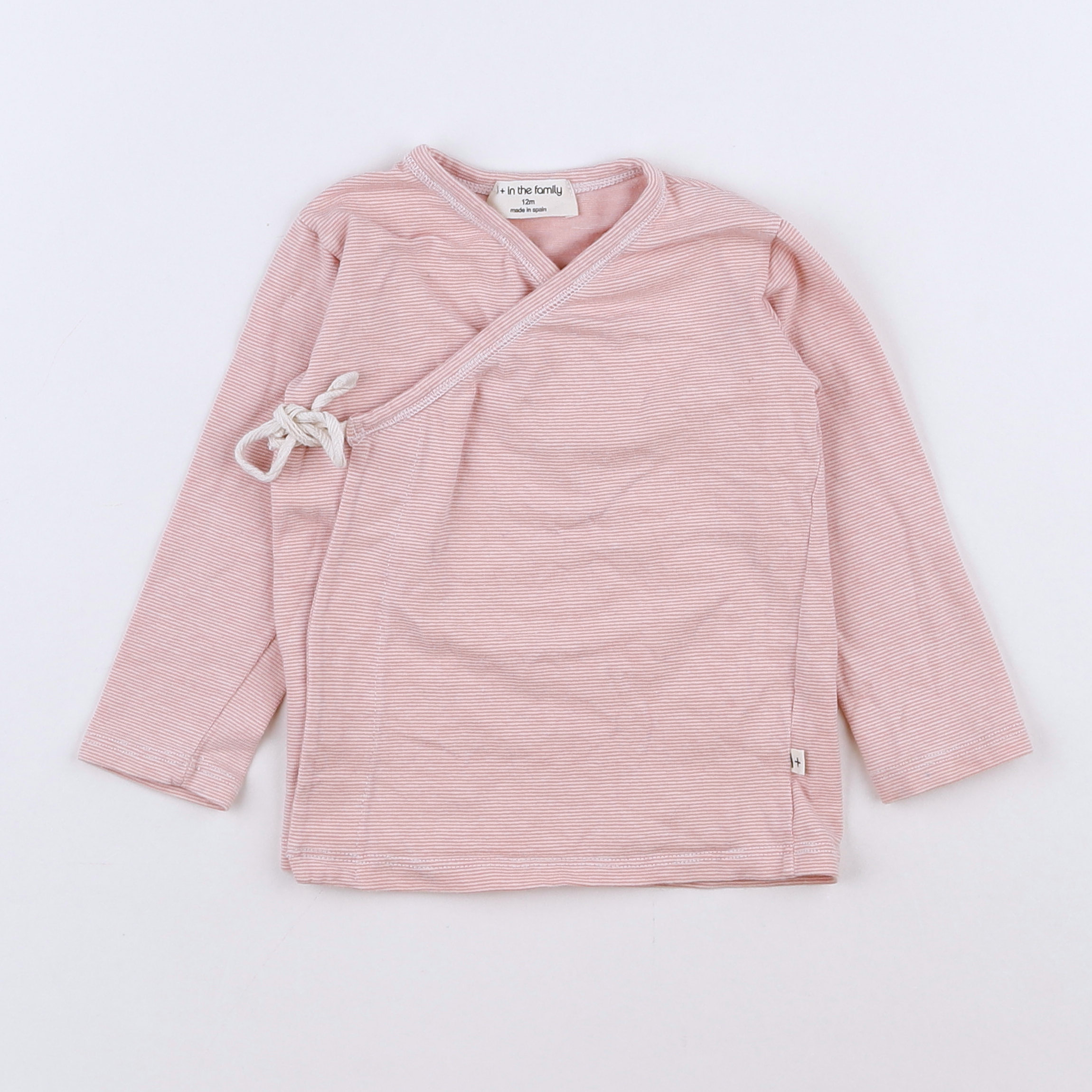 1+ In the family - tee-shirt blanc, rose - 12 mois