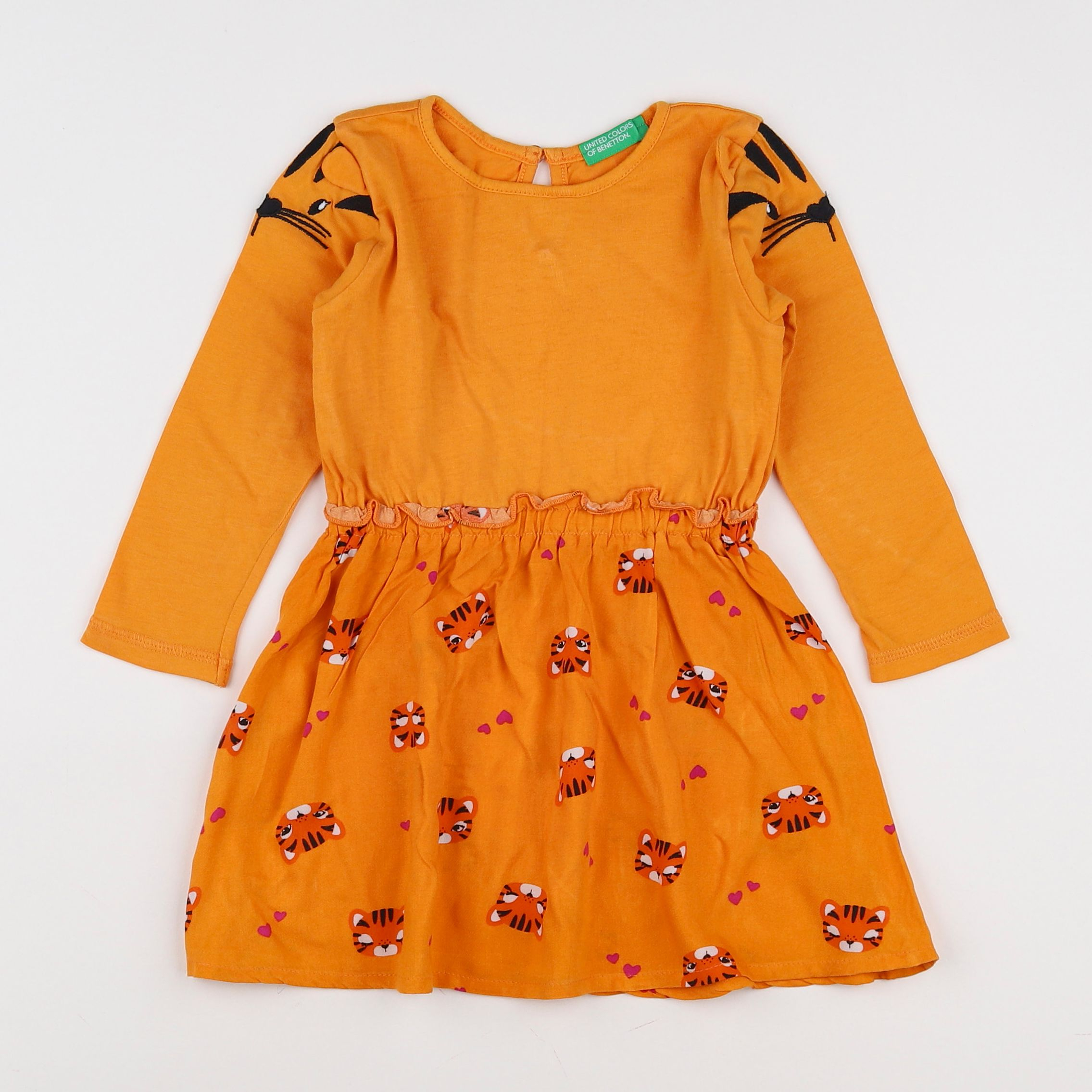 Benetton - robe orange - 12/18 mois