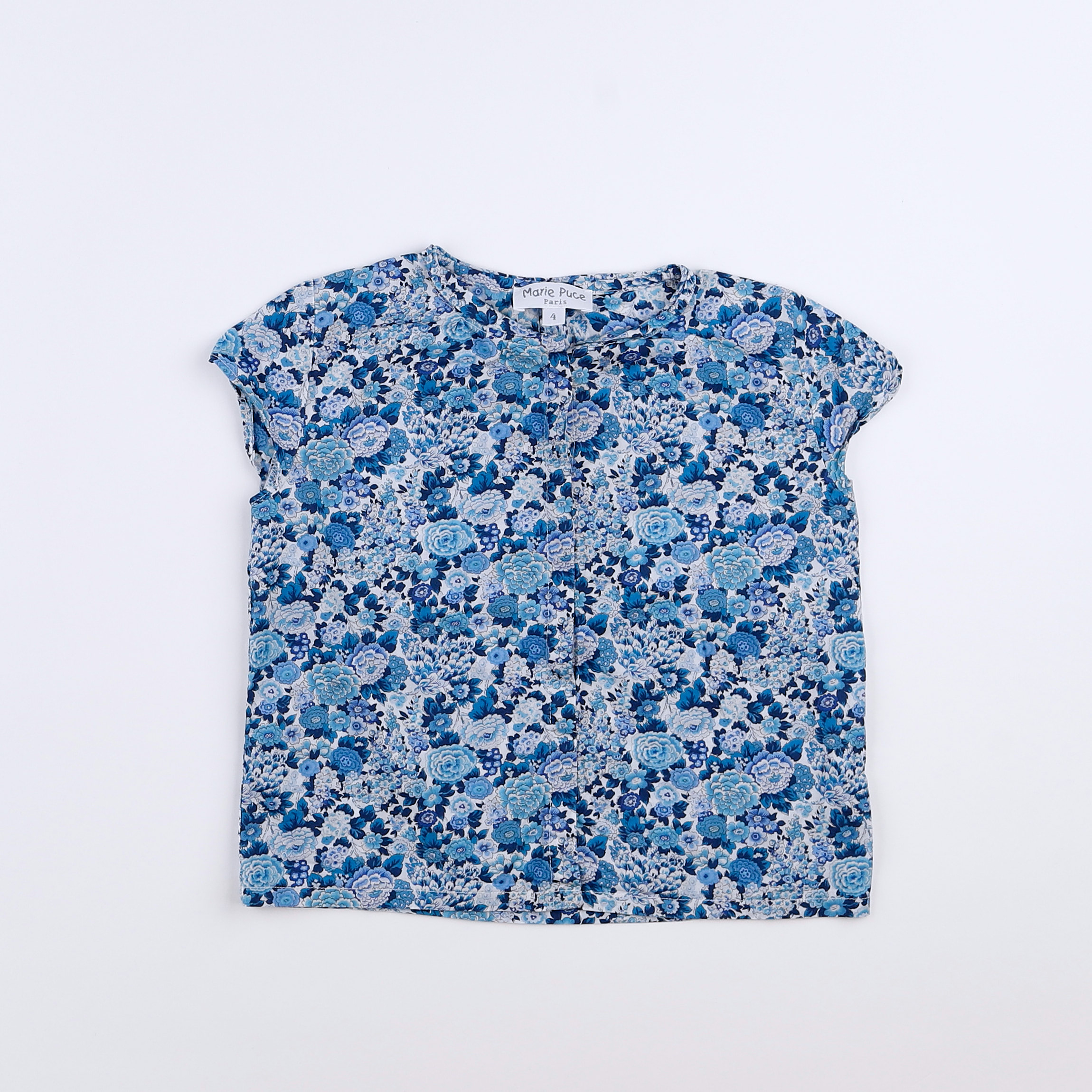 Marie Puce - blouse bleu - 4 ans